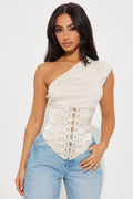 Love On The Line Corset Top - Cream