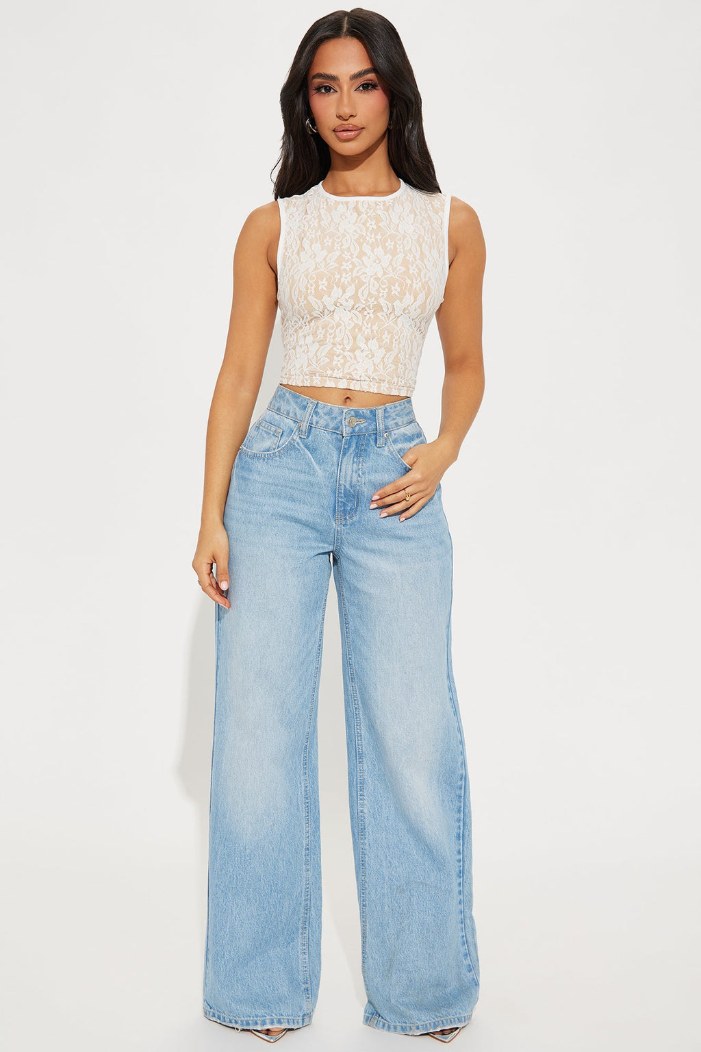 Ines Open Back Lace Top - White