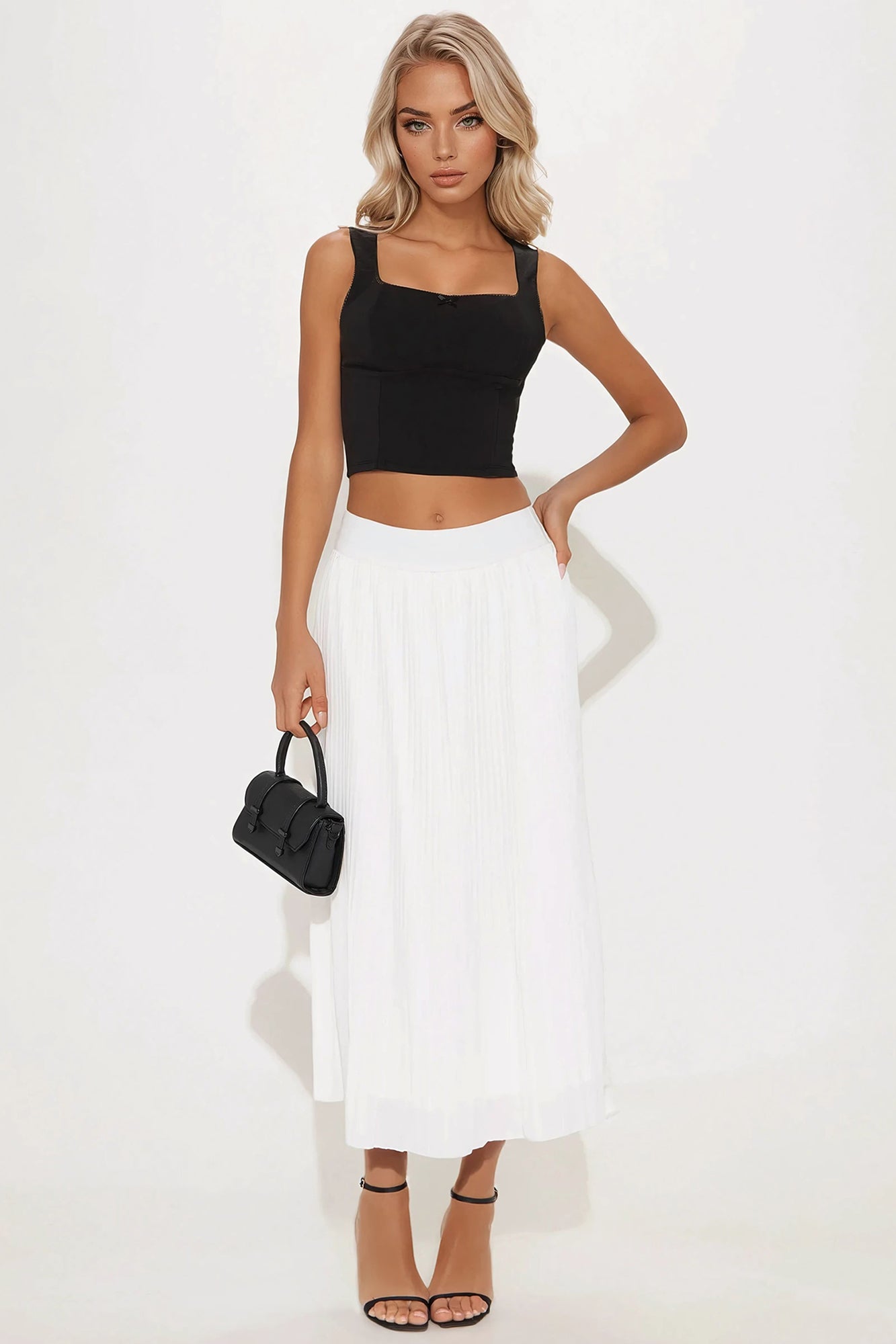 Everything To You Pleated Midi Skirt - Ivory