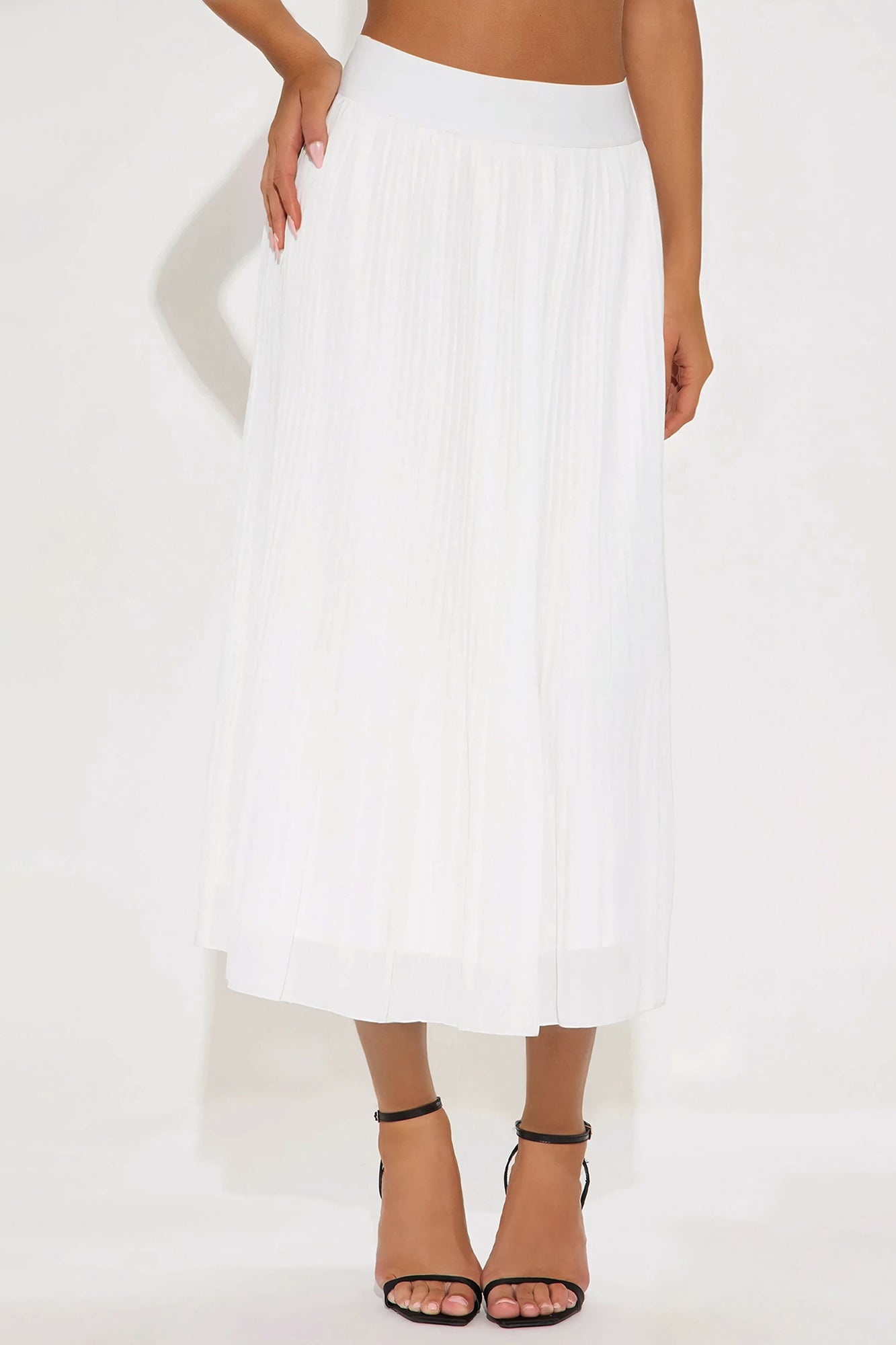 Everything To You Pleated Midi Skirt - Ivory