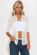 Bring The Sunshine Crochet Shirt - White