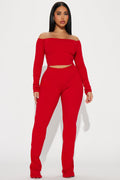 Heartless Heavy Rib Pant Set - Red