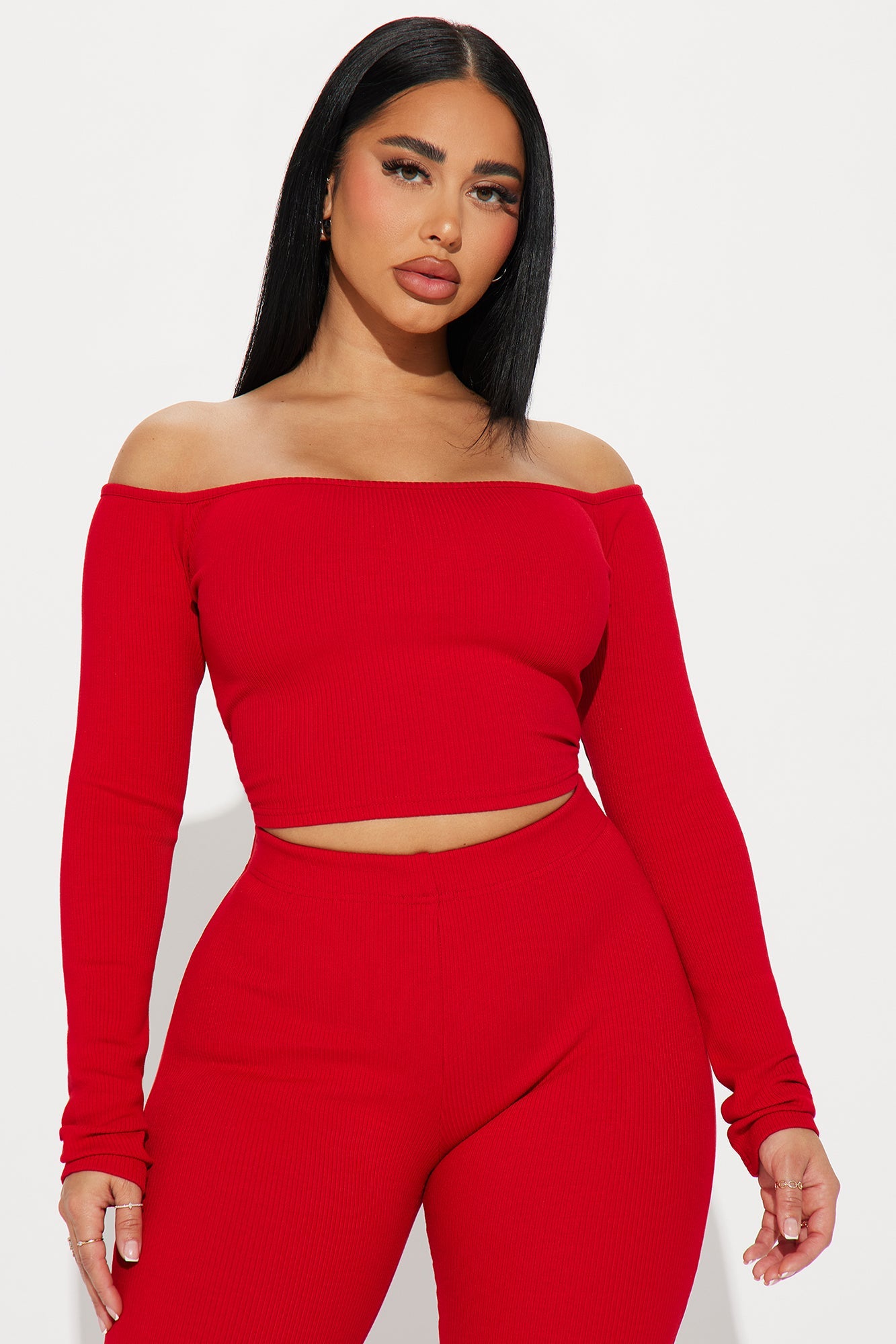 Heartless Heavy Rib Pant Set - Red