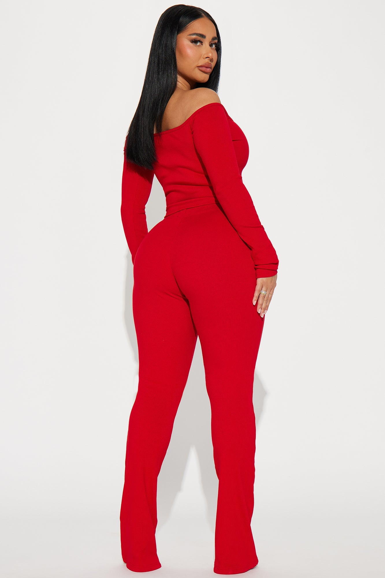Heartless Heavy Rib Pant Set - Red