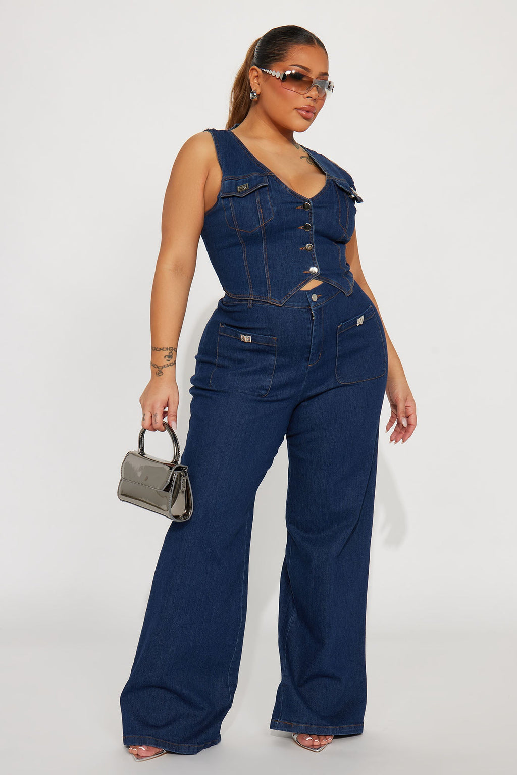 Ride Or Die Denim Pant Set - Medium Wash