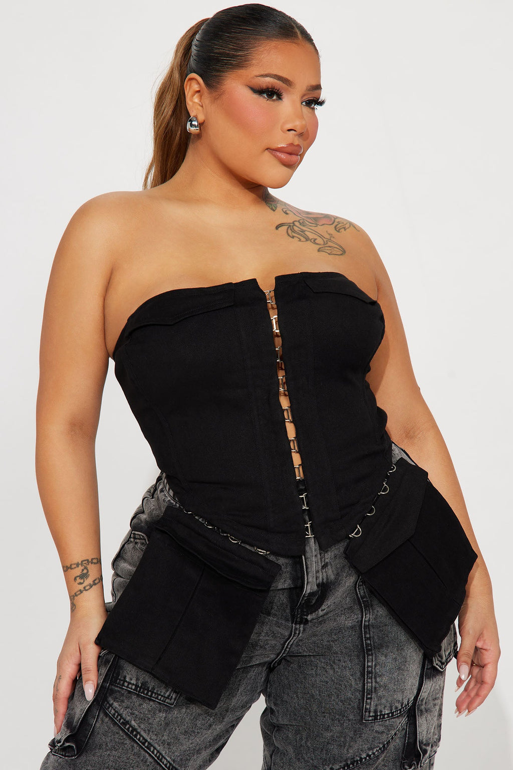 Danielle Denim Corset Top - Black