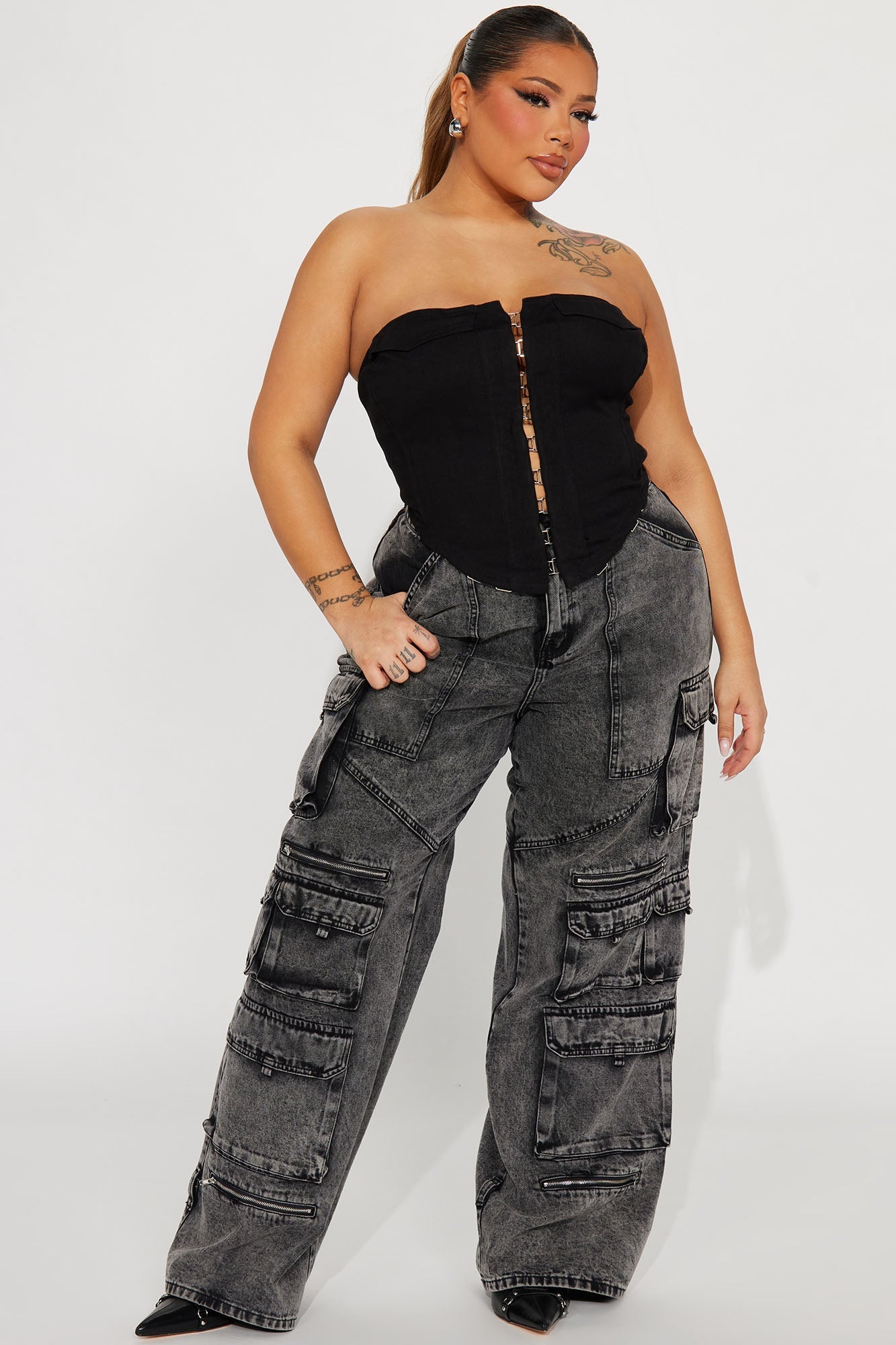 Danielle Denim Corset Top - Black