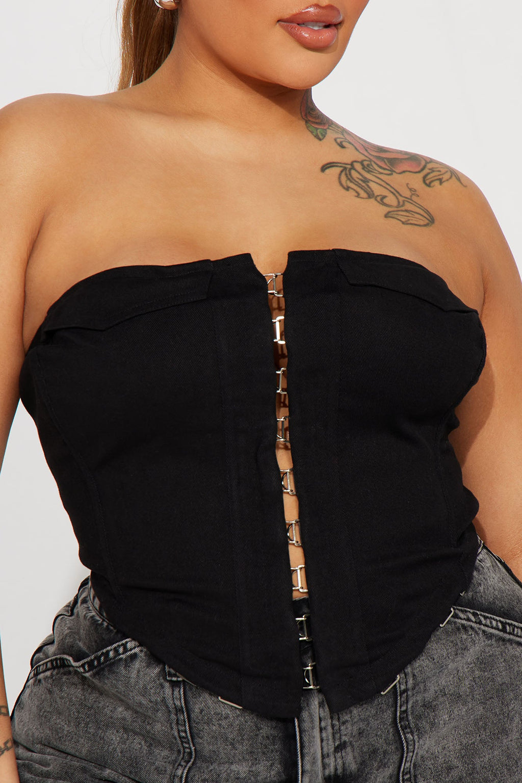 Danielle Denim Corset Top - Black