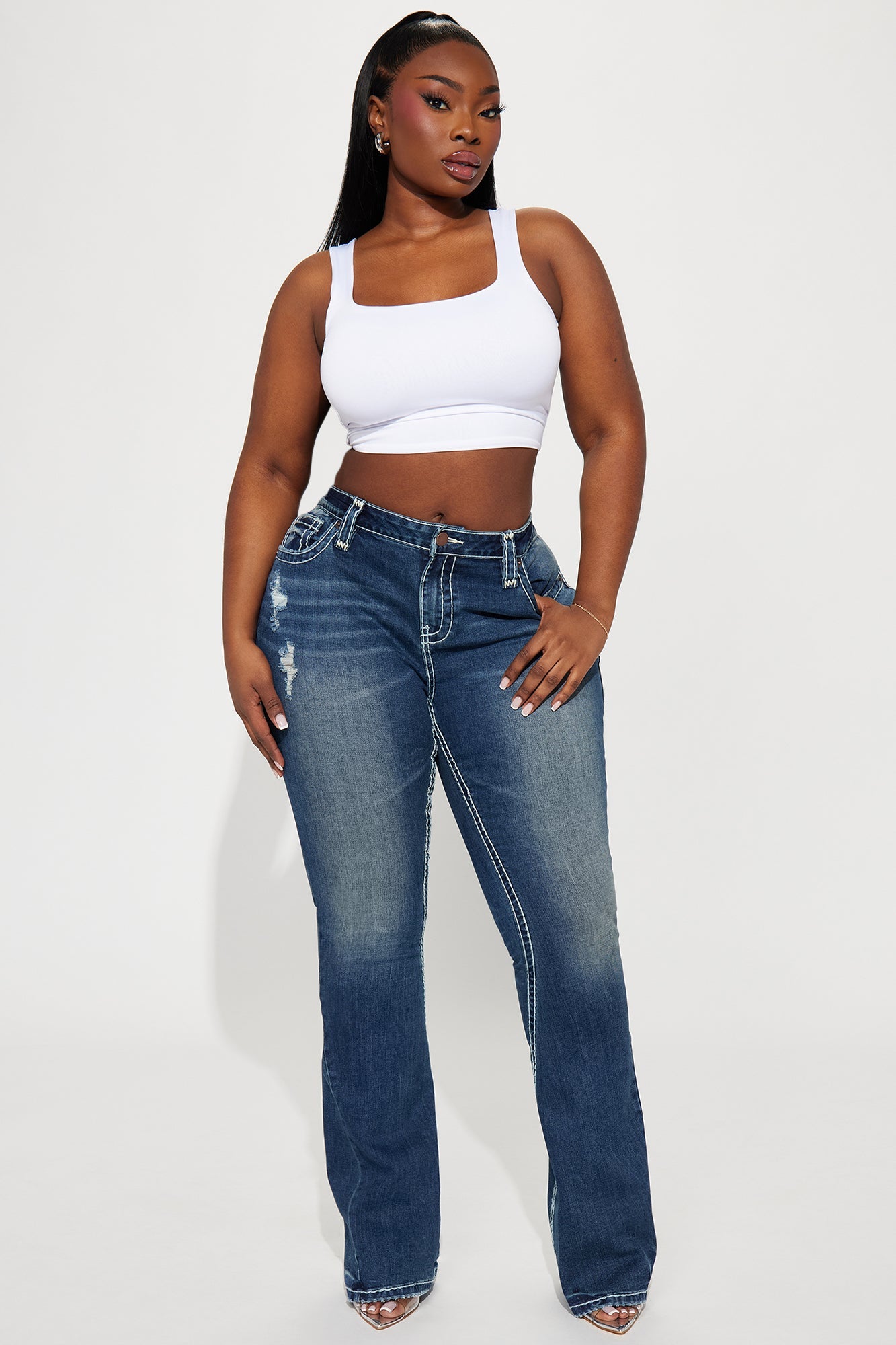 Not Playing Stretch Flare Jeans - Medium Wash