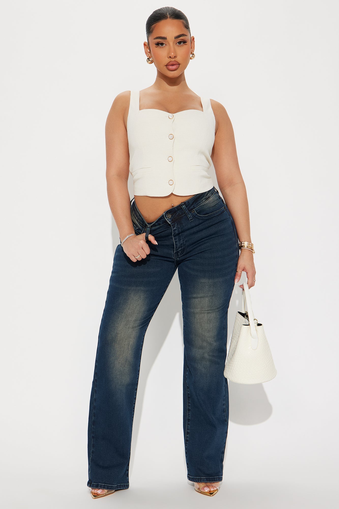 Classy Lady Tweed Vest - Cream