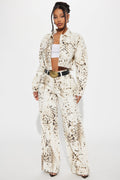 Calexico Non Stretch Printed Wide Leg Jean - White/combo