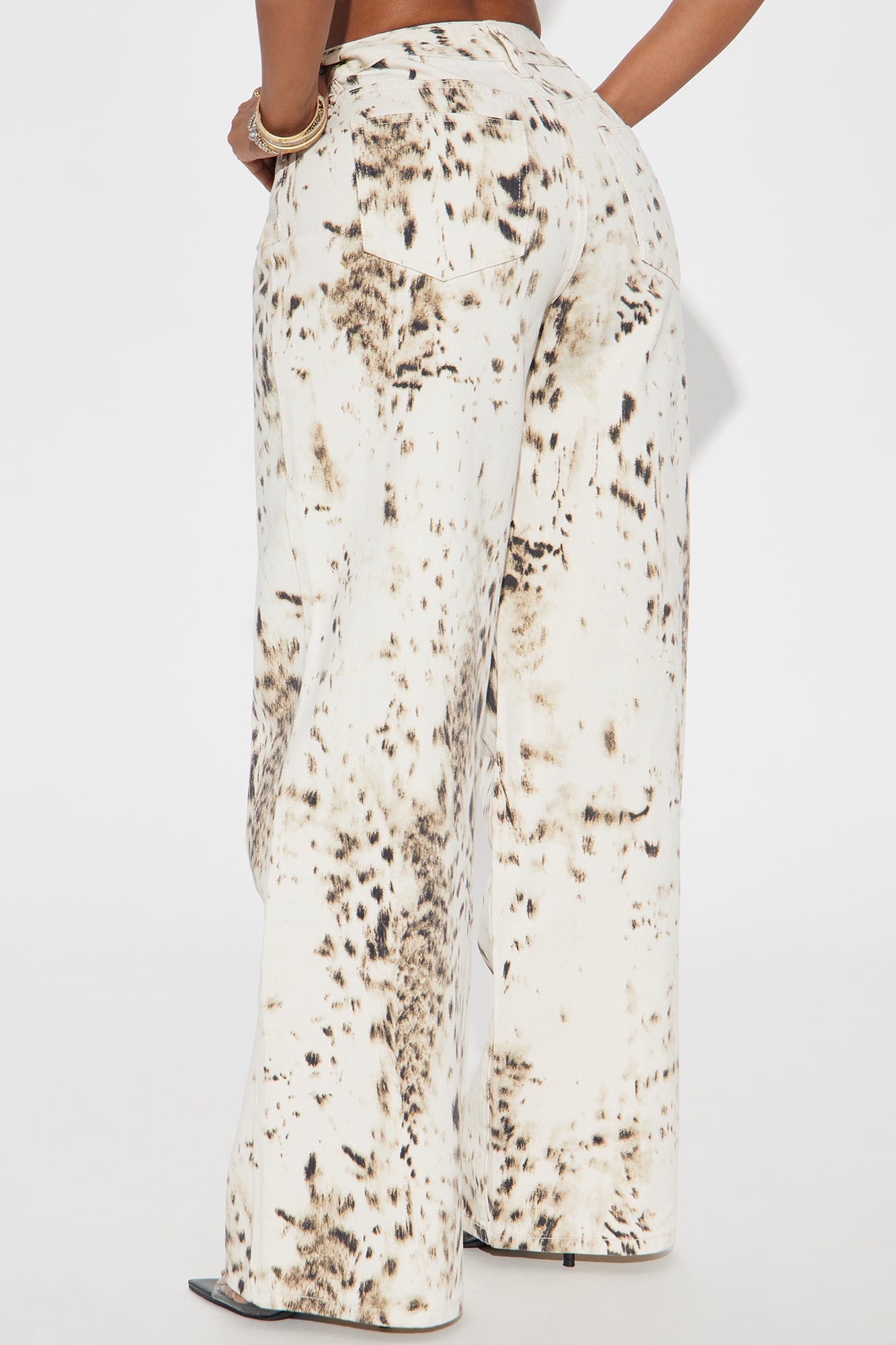 Calexico Non Stretch Printed Wide Leg Jean - White/combo