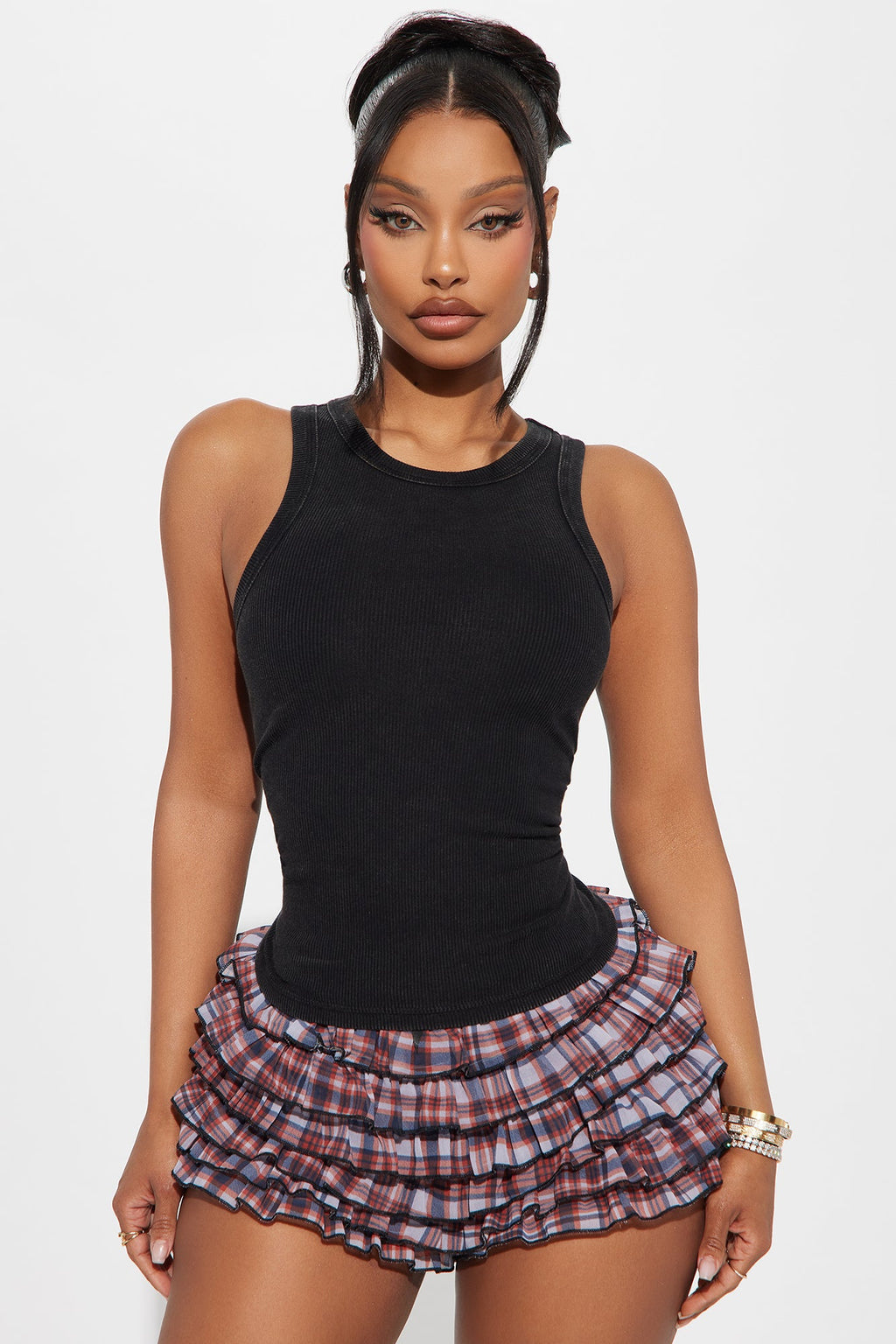 The Washed High Neck Tank - Black