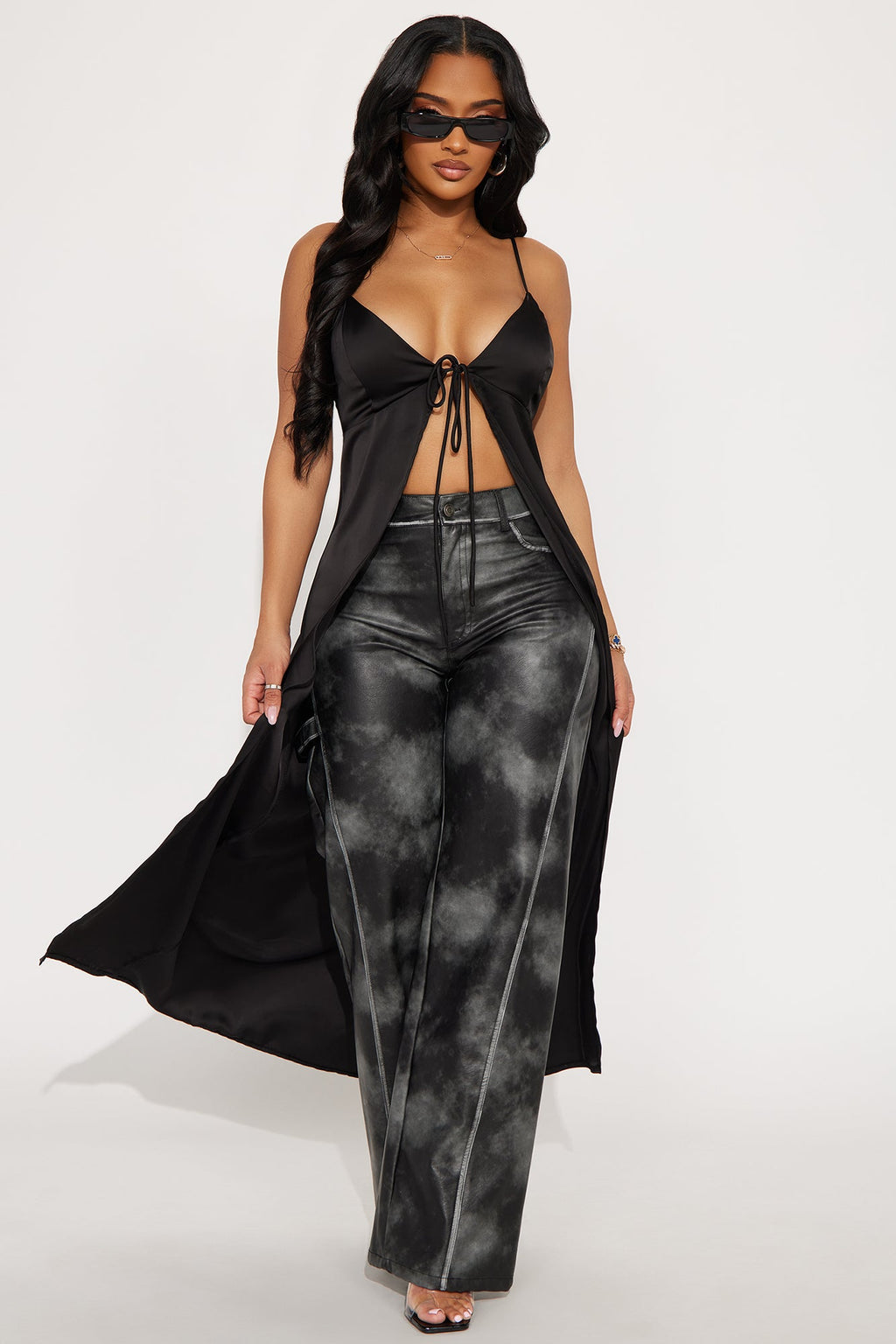 Lustful Desire Satin Maxi Top - Black
