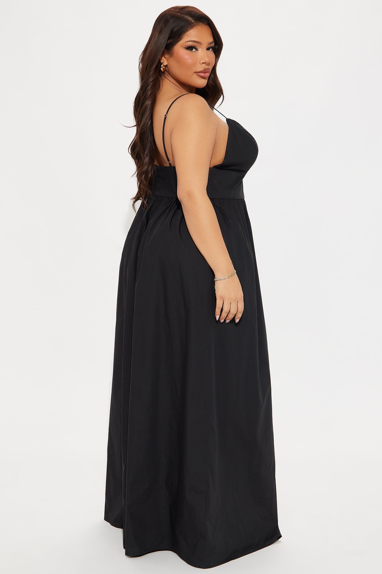 Destiny A Line Poplin Maxi Dress - Black