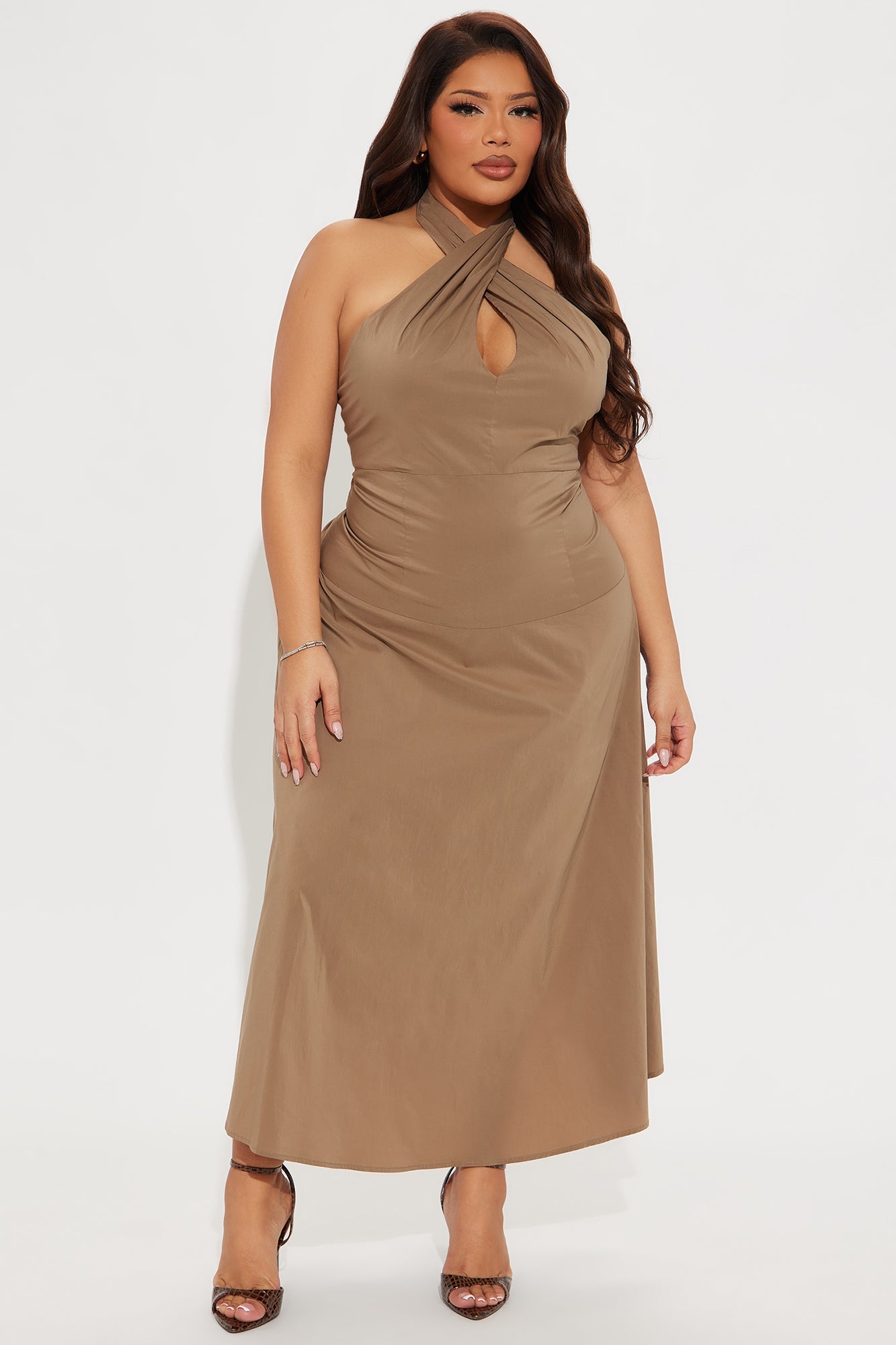 Chelsea Poplin Midi Dress - Mocha