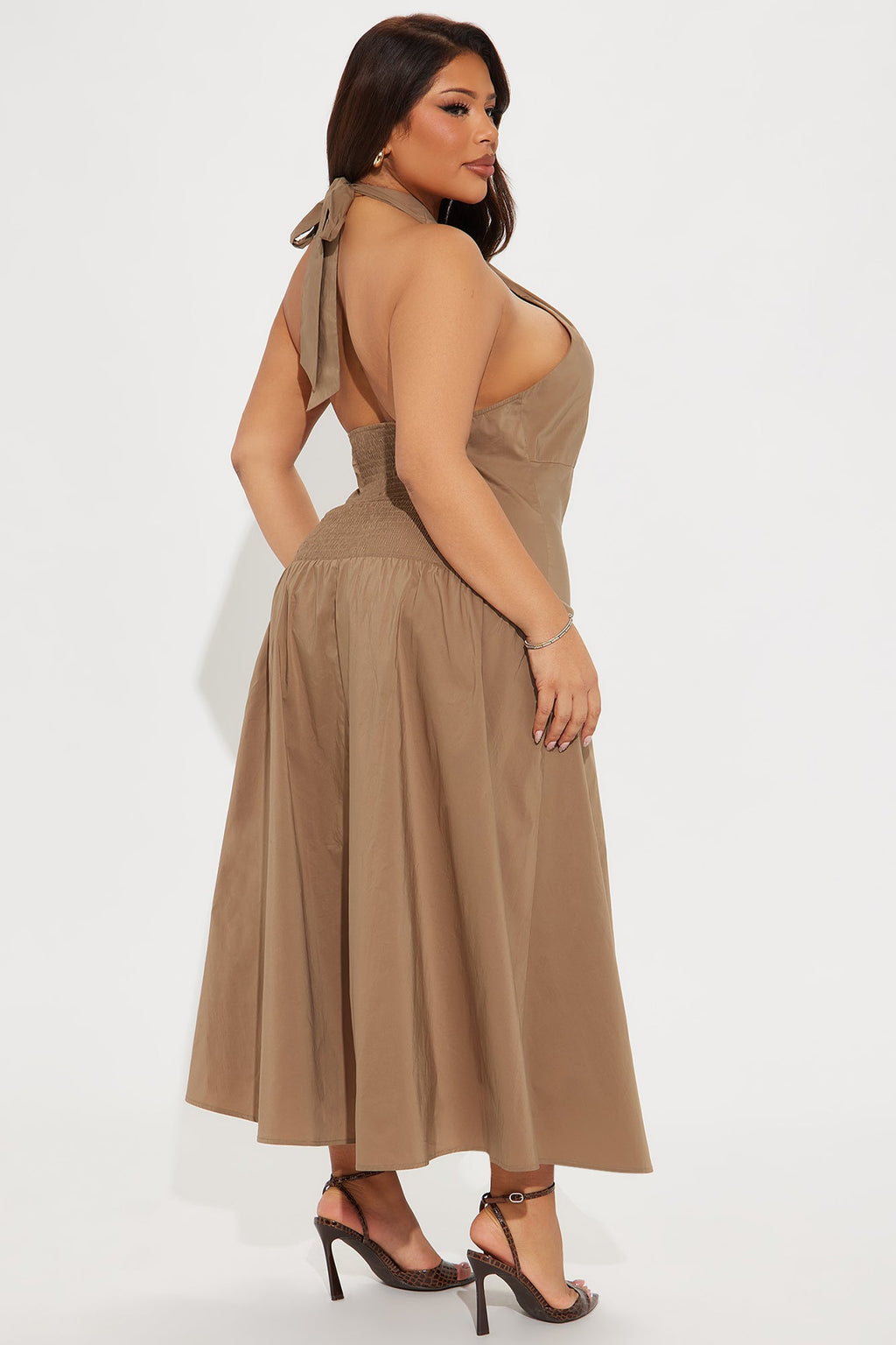 Chelsea Poplin Midi Dress - Mocha