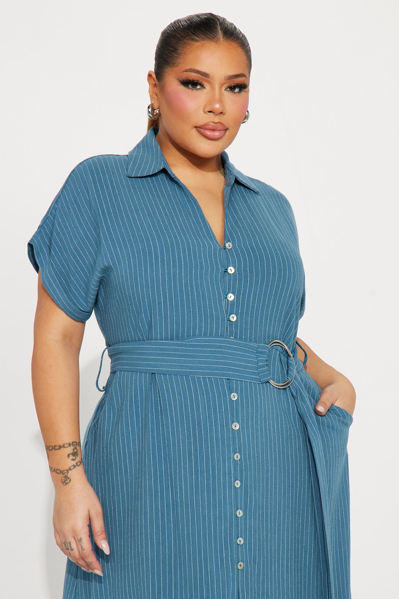 Eliza Button Up Maxi Dress - Blue