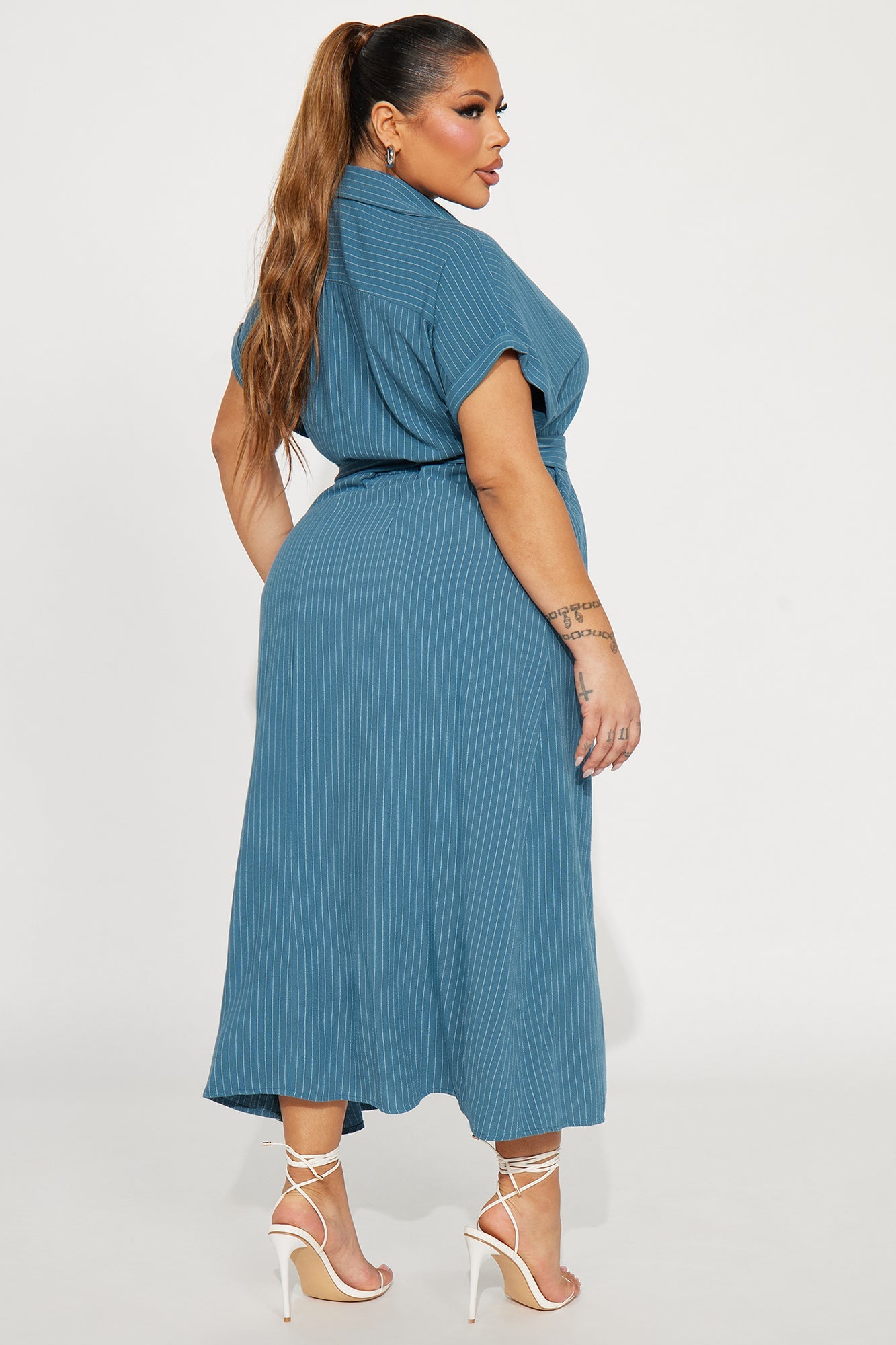 Eliza Button Up Maxi Dress - Blue