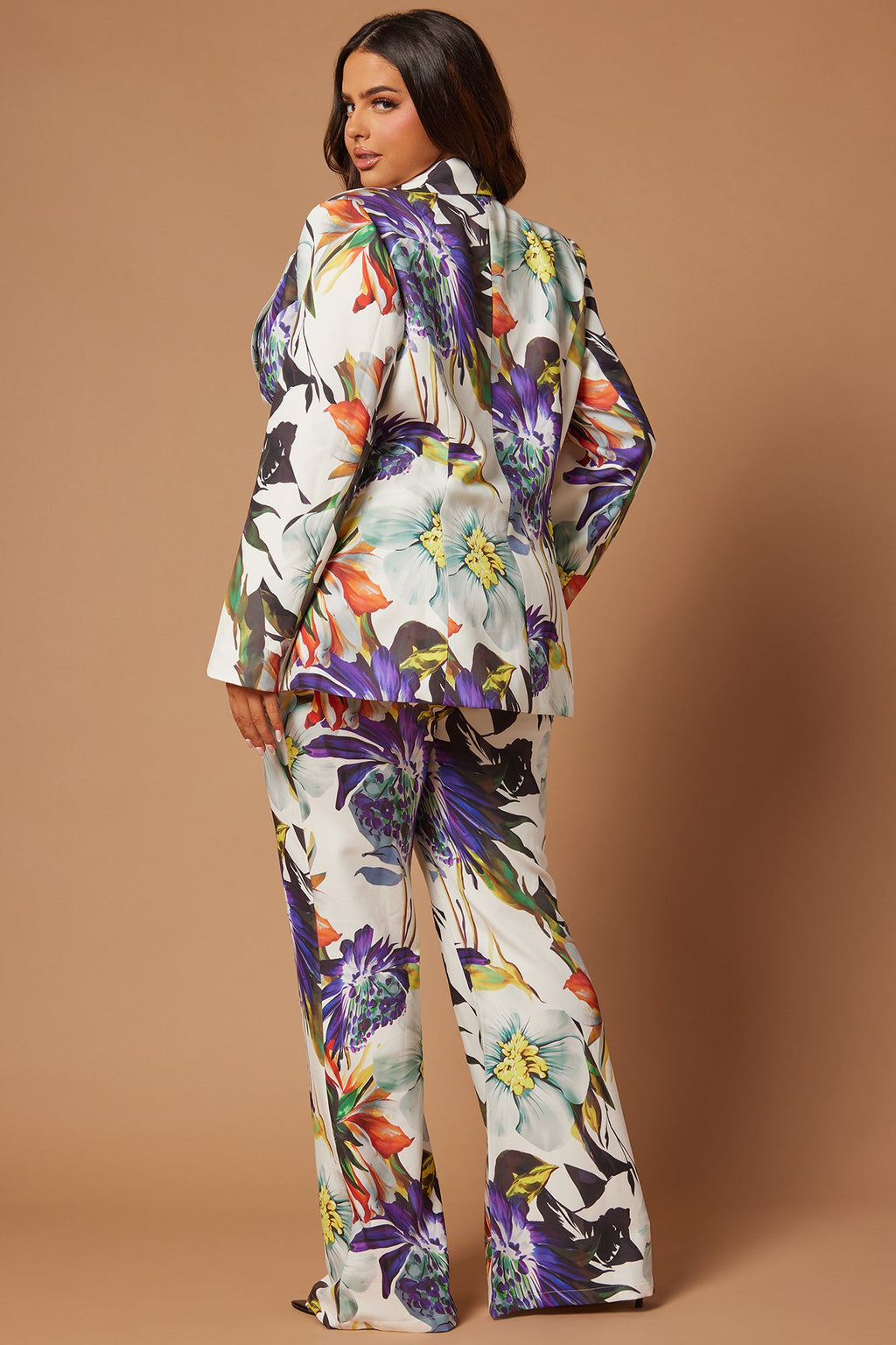 Liliana Floral Blazer Suit Set - White/combo