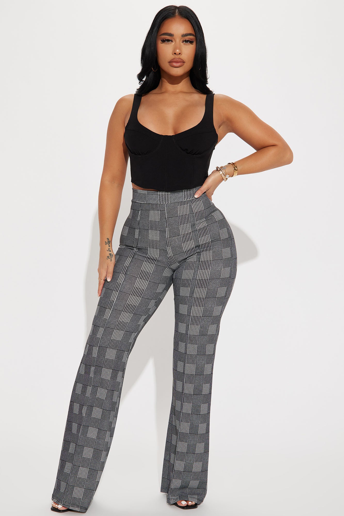 Victoria High Waisted Dress Pant - Black/White