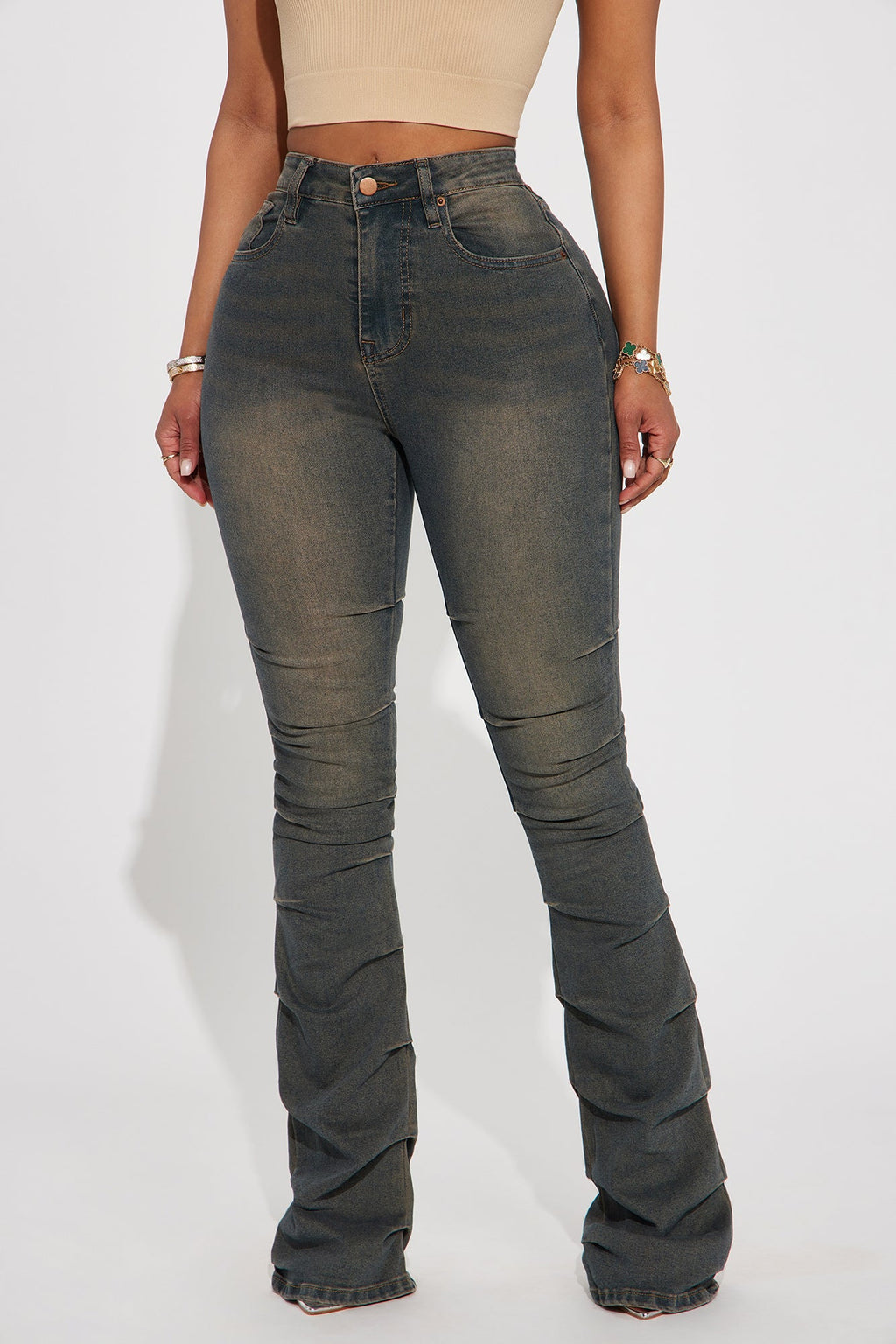 Calling For You Stacked Bootcut Jeans - Dark Wash