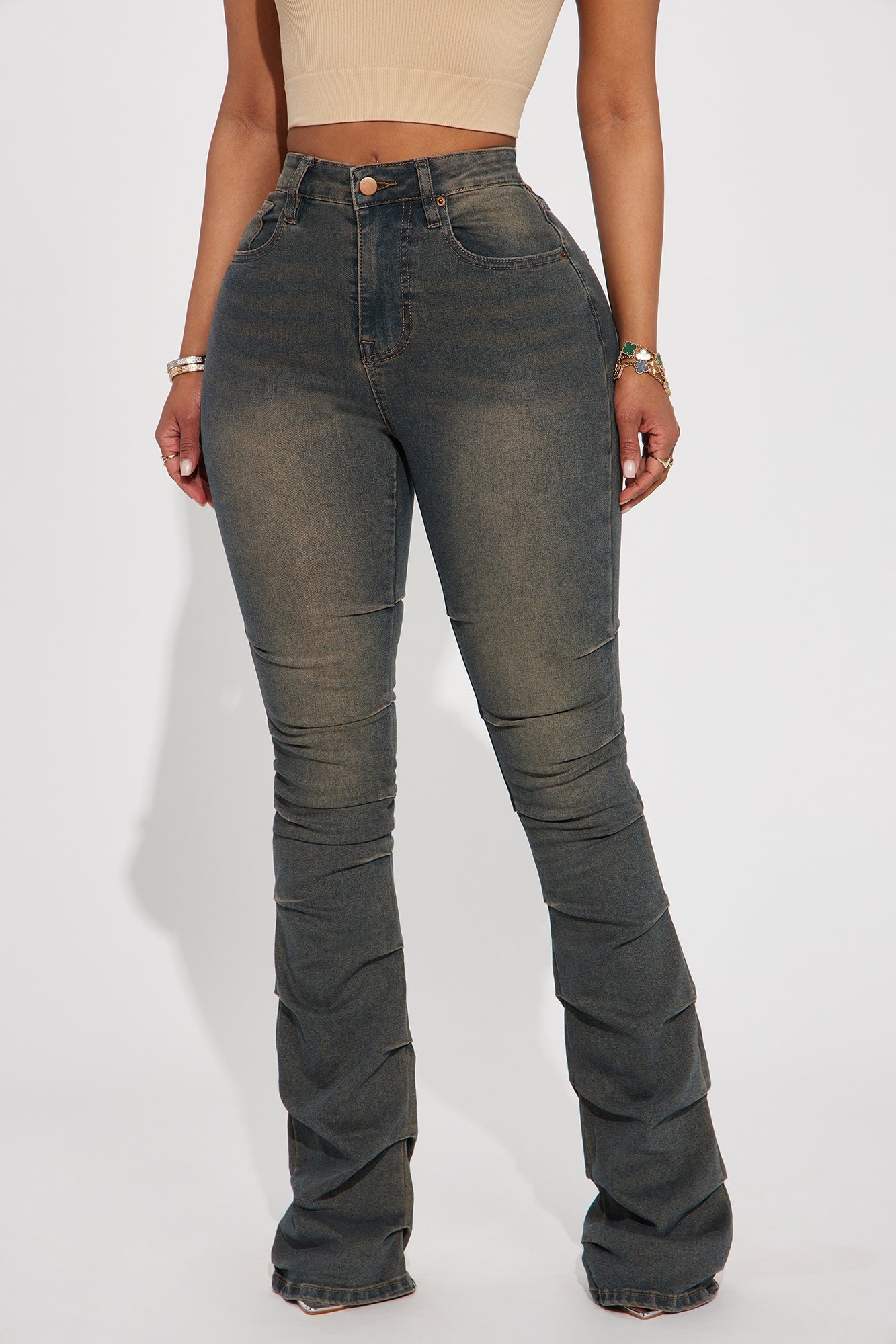 Calling For You Stacked Bootcut Jeans - Dark Wash