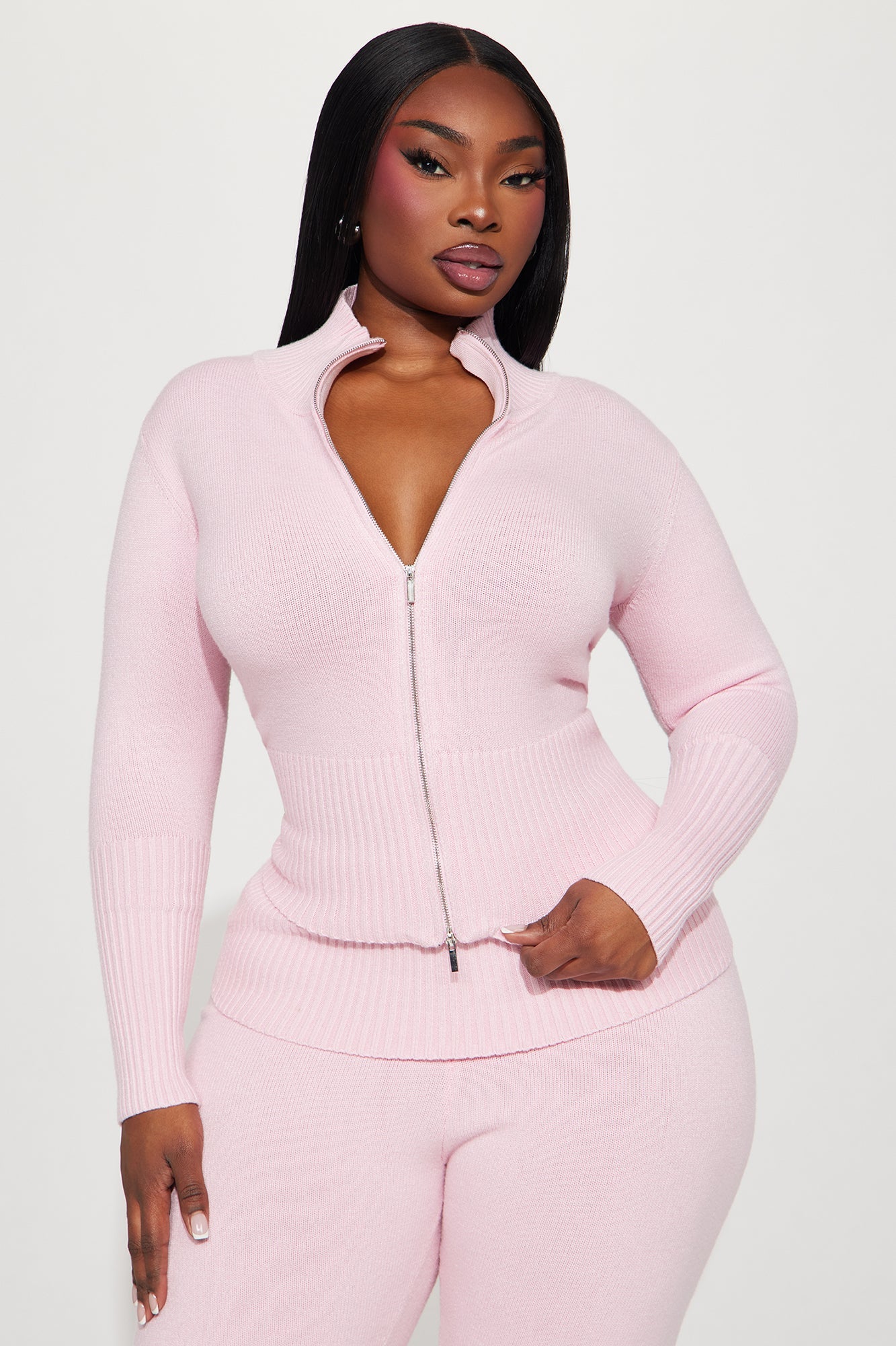 Baddie Energy Sweater Pant Set - Pink