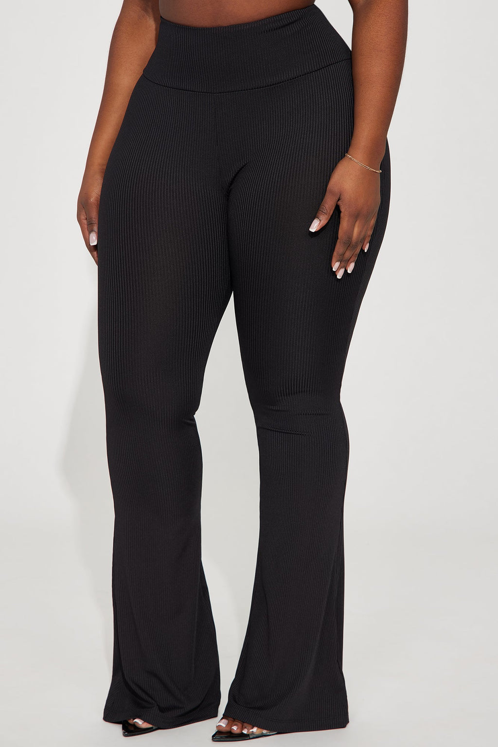 Amber Ribbed Flare Pant - Black