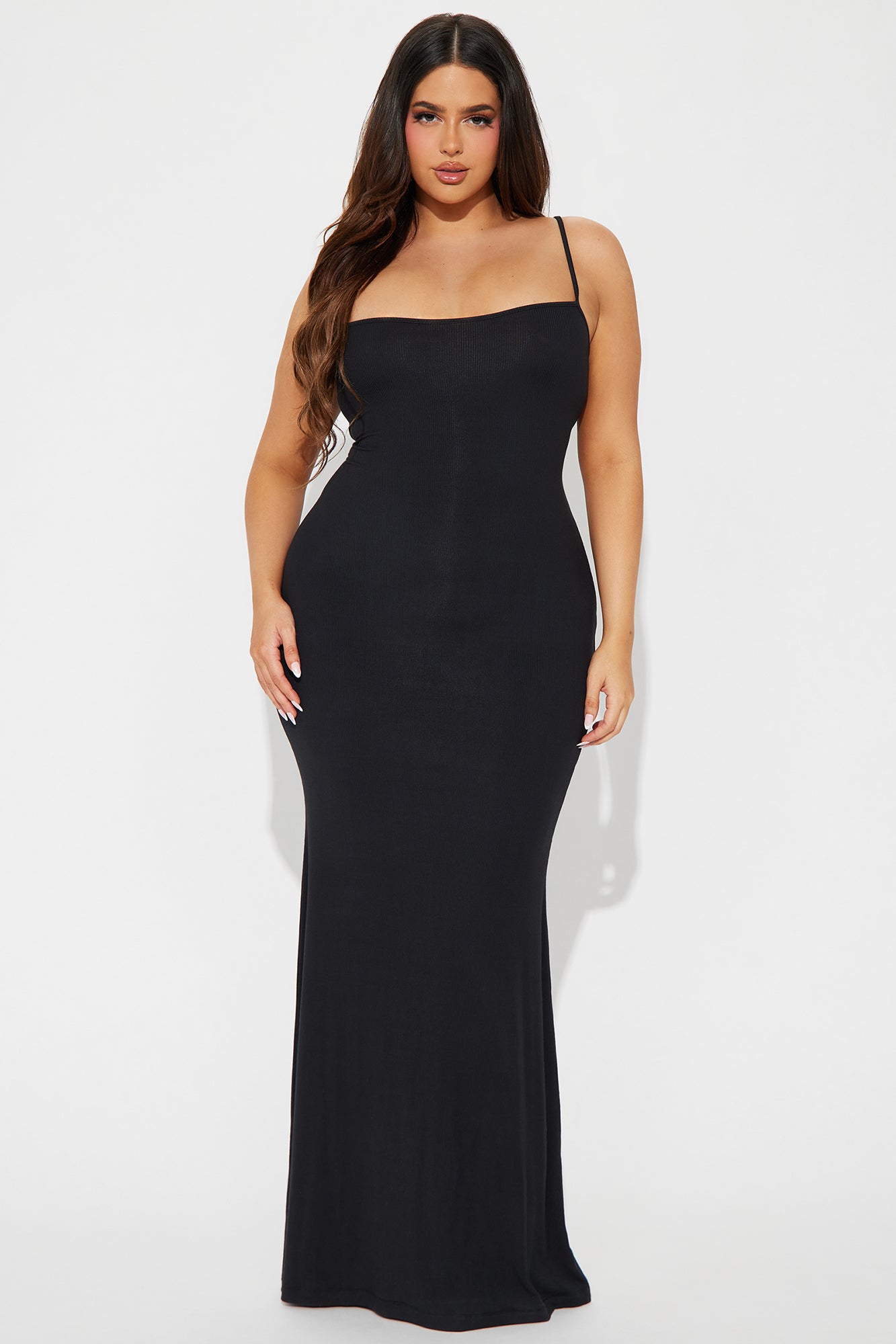 Madelyn Micro Ribbed Maxi Dress - Black