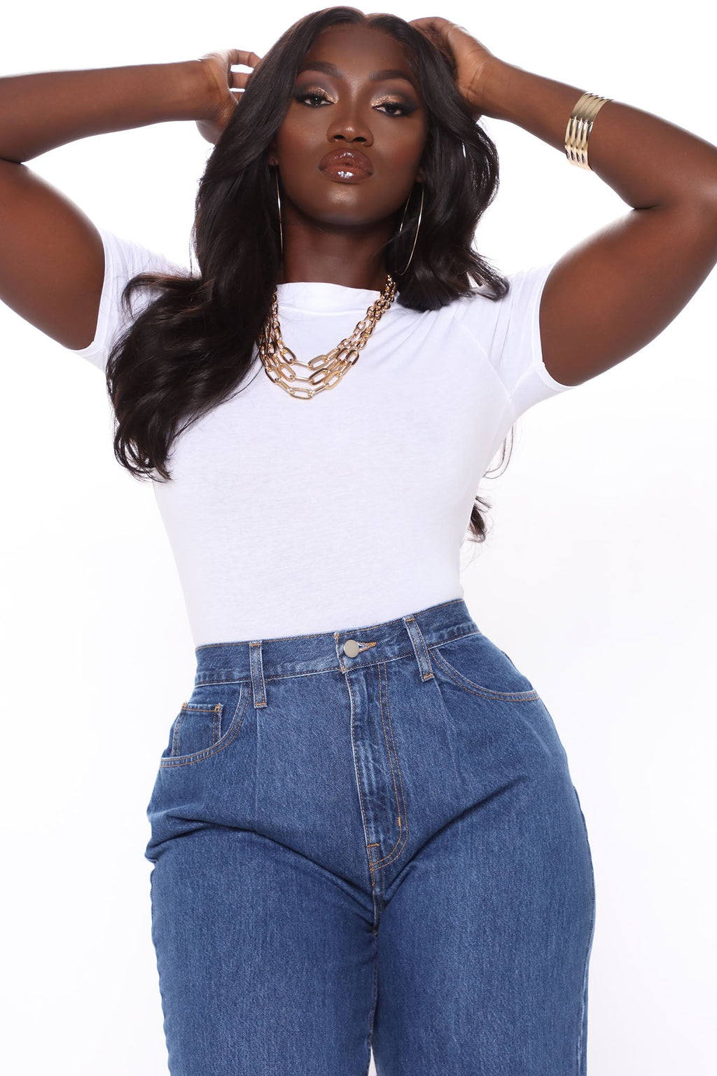 Basic Mock Neck Bodysuit - White