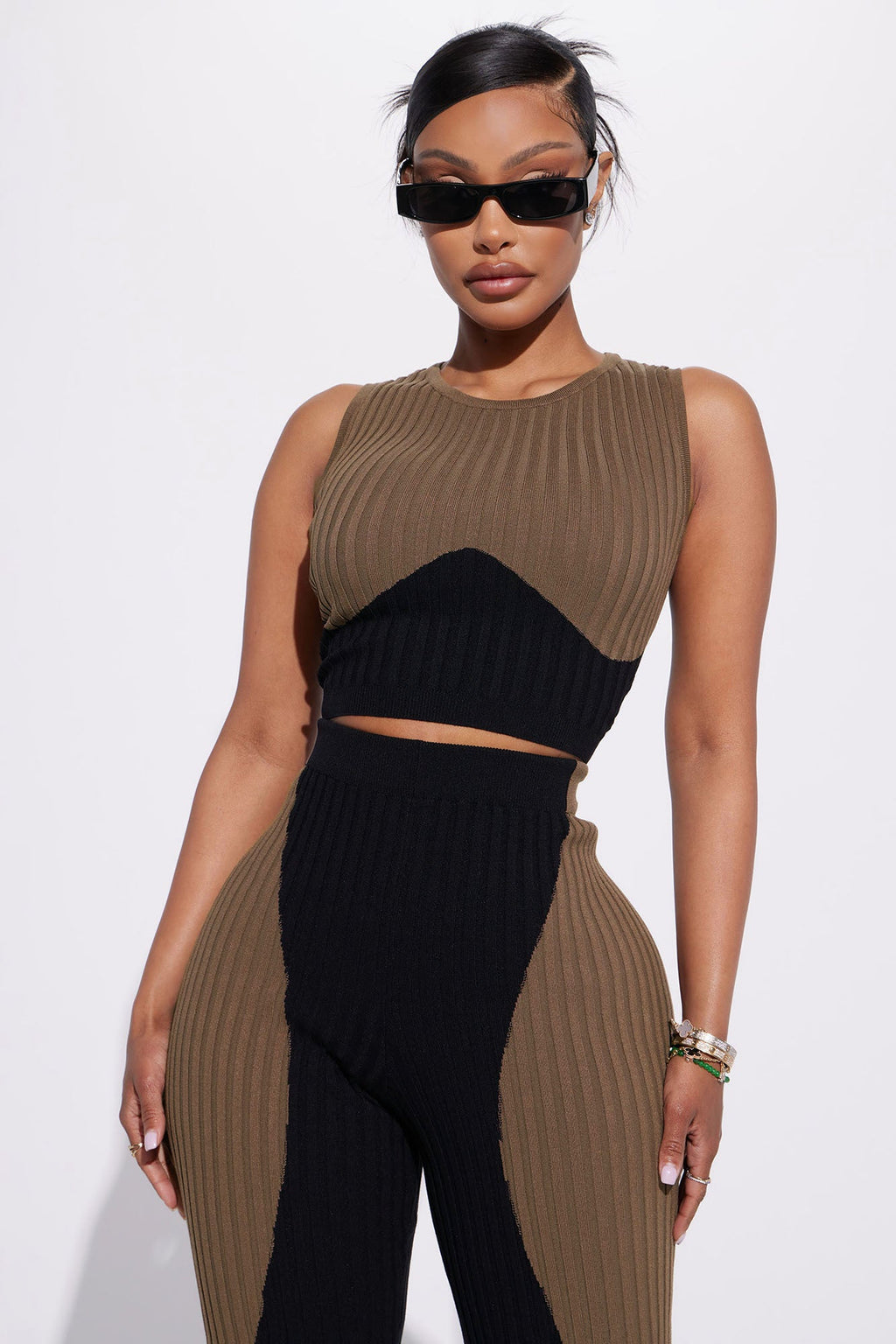 Wavy Days Sweater Pant Set - Black/Brown