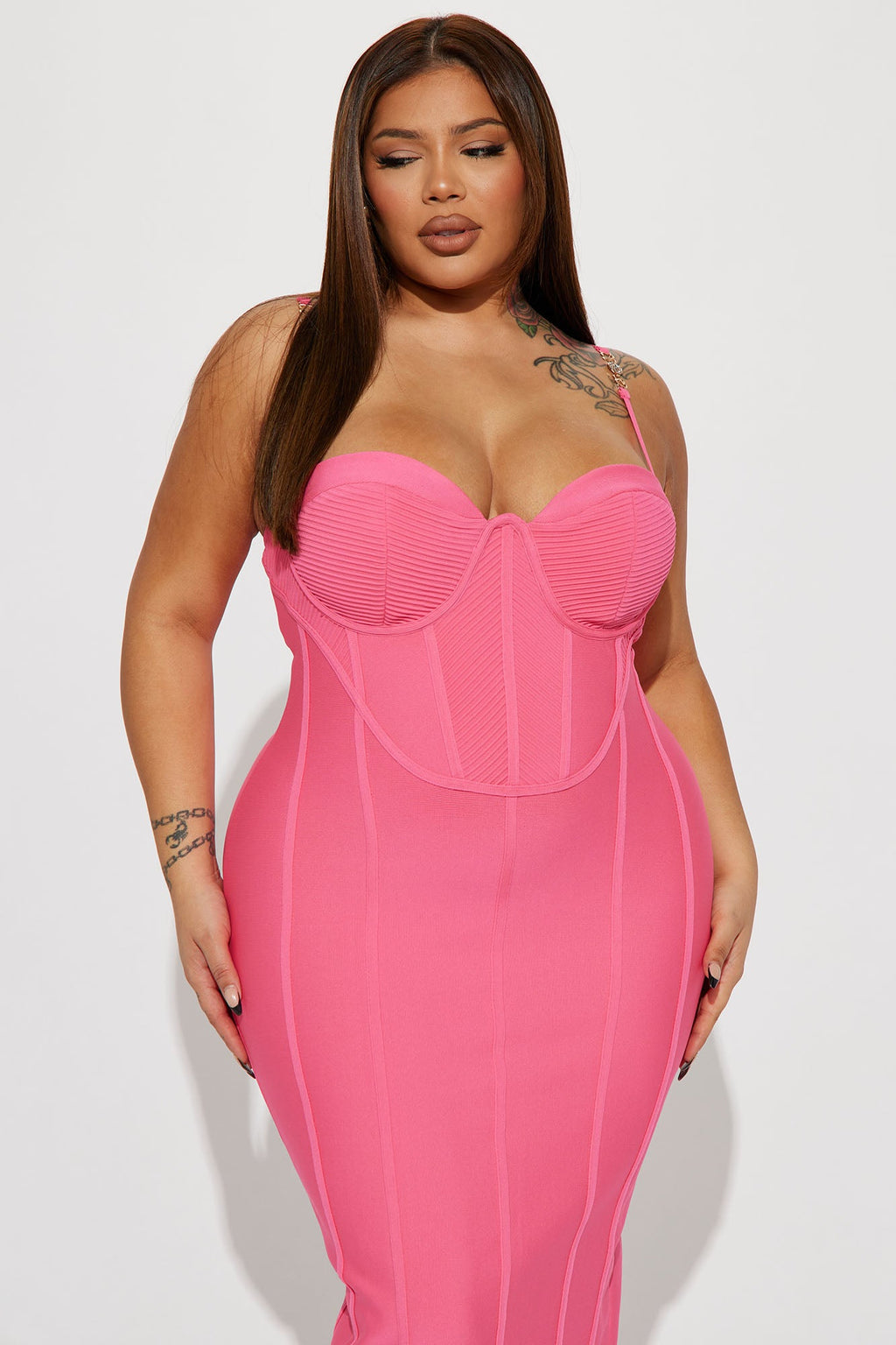 Victoria Bandage Midi Dress - Pink