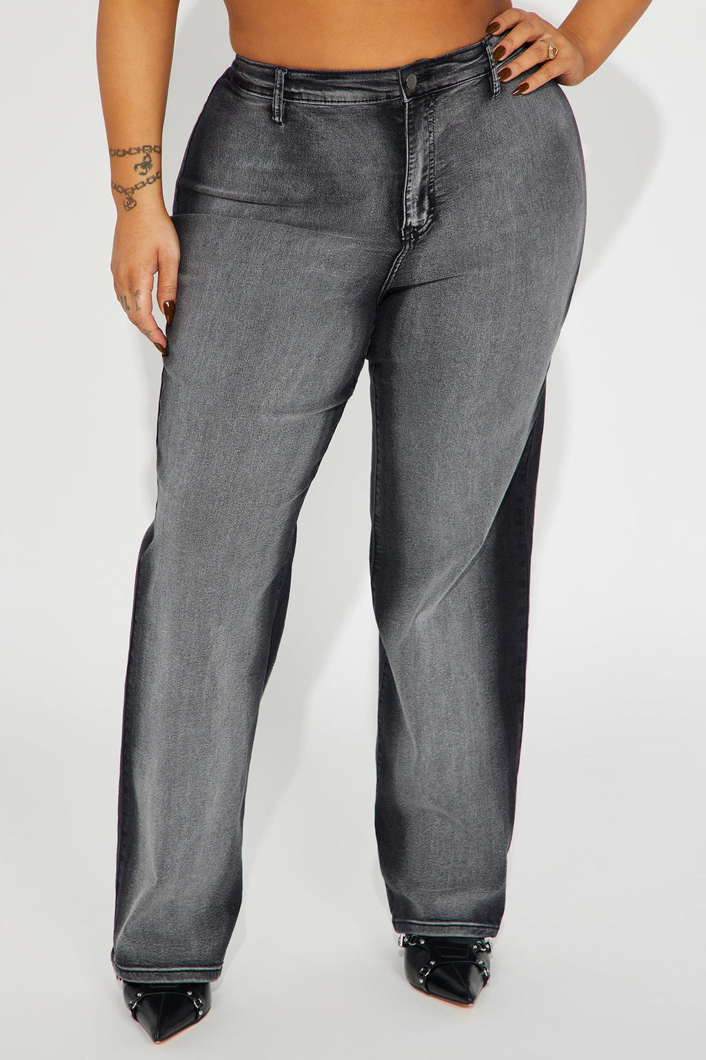 For The Streets Stretch Straight Leg Jeans - Black Wash