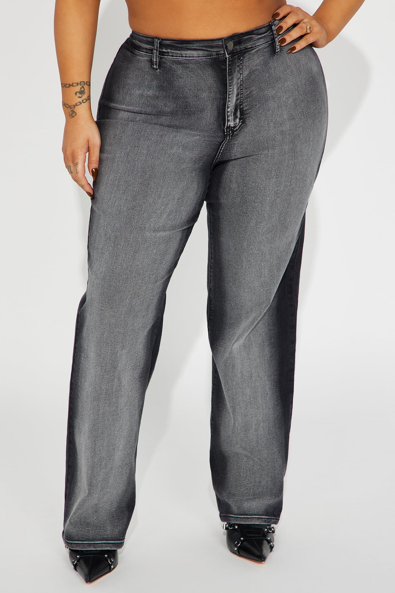 For The Streets Stretch Straight Leg Jeans - Black Wash