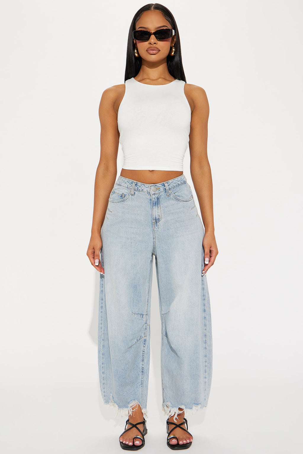 Patron Fray Hem Cropped Barrel Jean - Vintage Wash