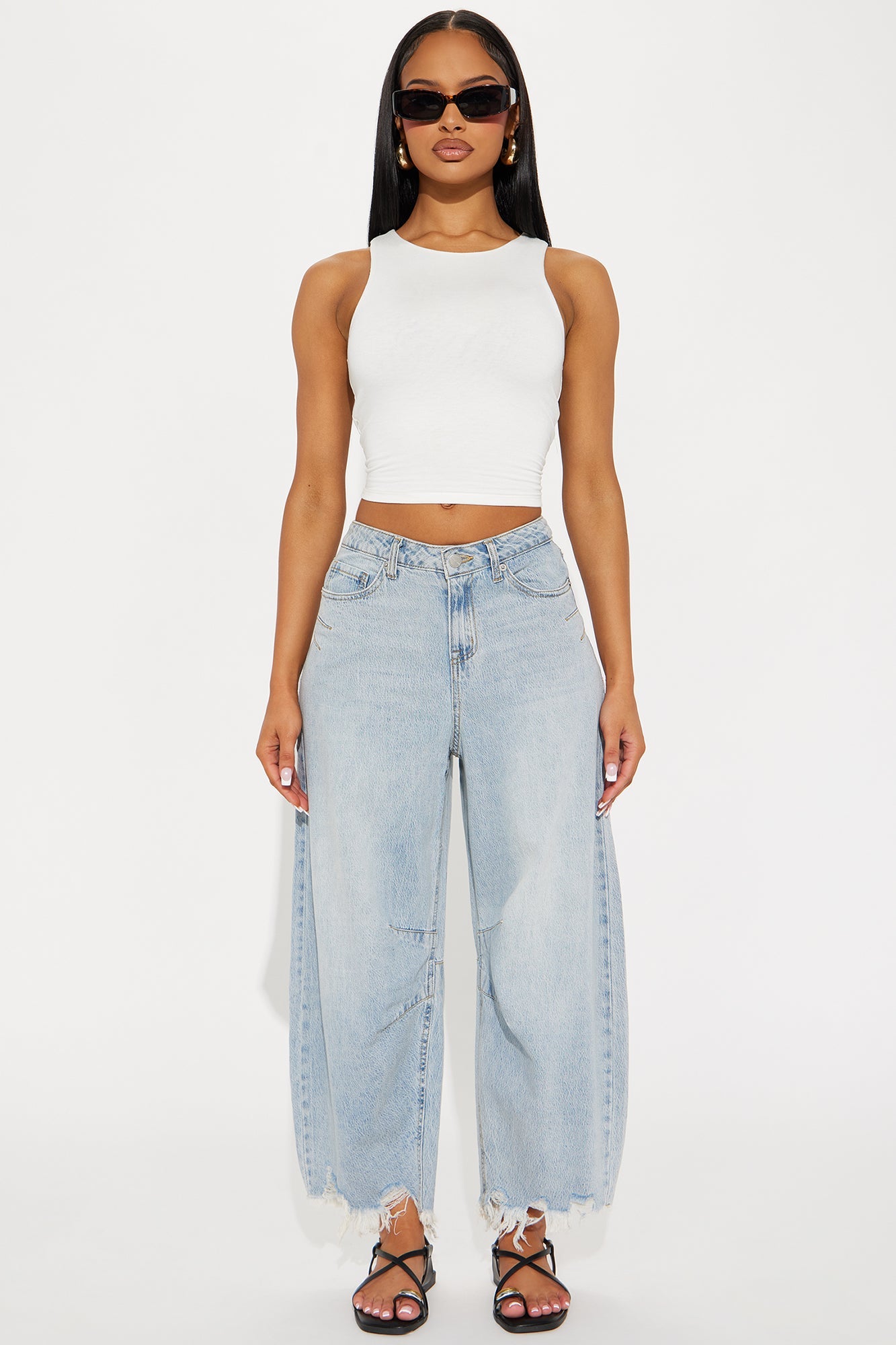 Patron Fray Hem Cropped Barrel Jean - Vintage Wash
