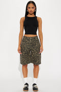 Wild Attraction Non Stretch Leopard Denim Bermuda Shorts - Brown/combo
