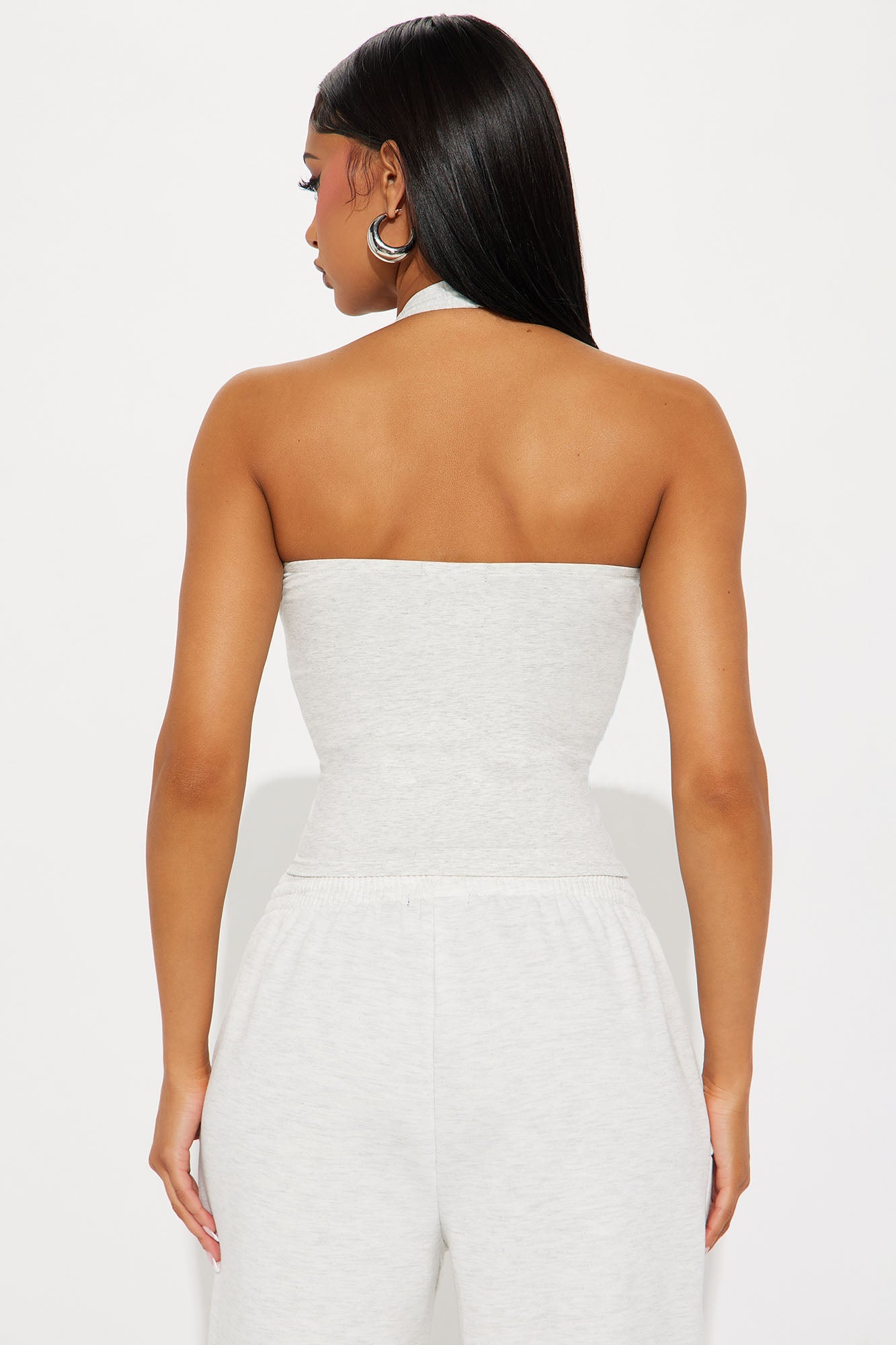 Izabel 98 Varsity Halter Top - Heather Grey