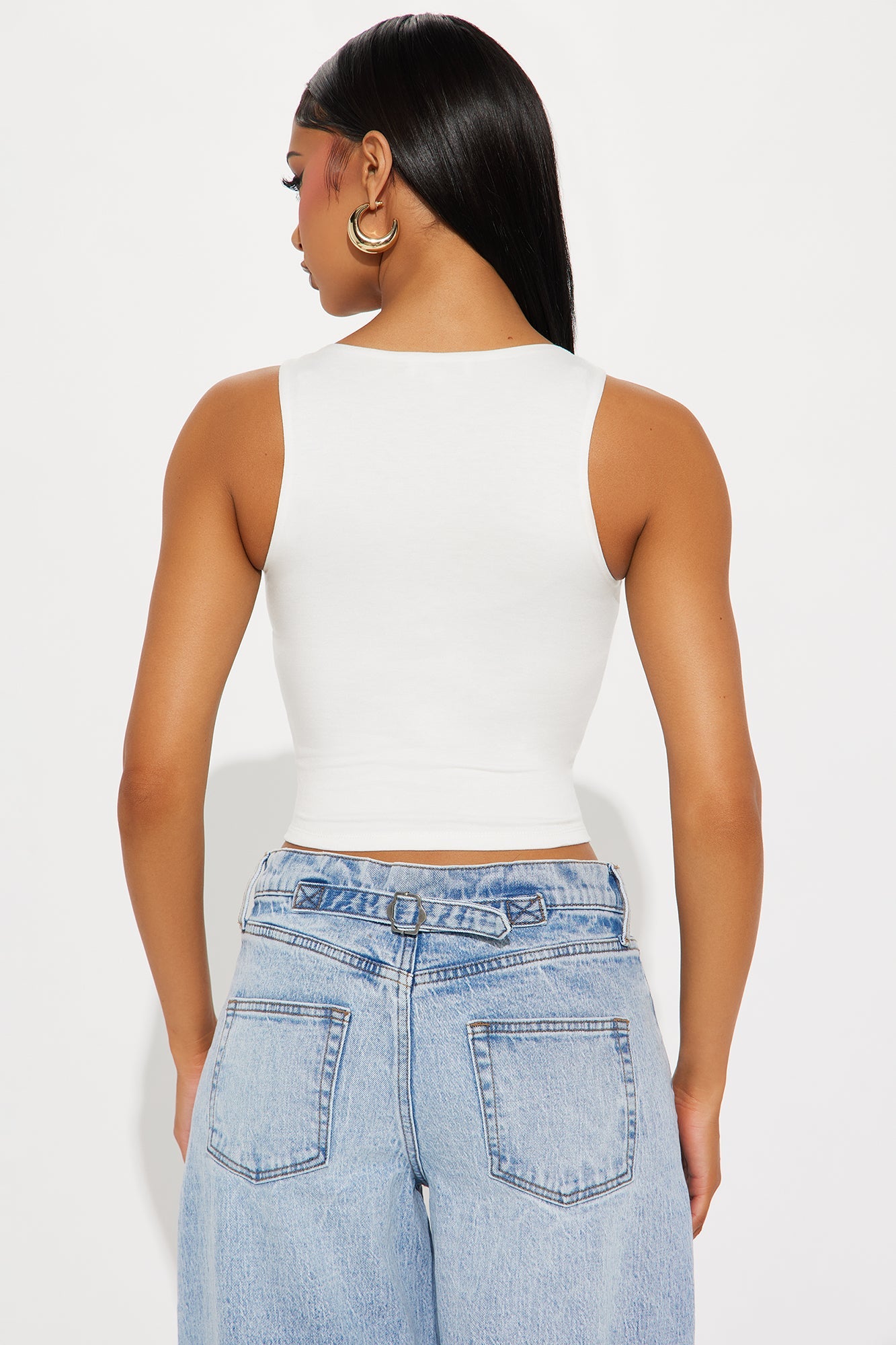 Amberly Double Lined Jersey Tank - White
