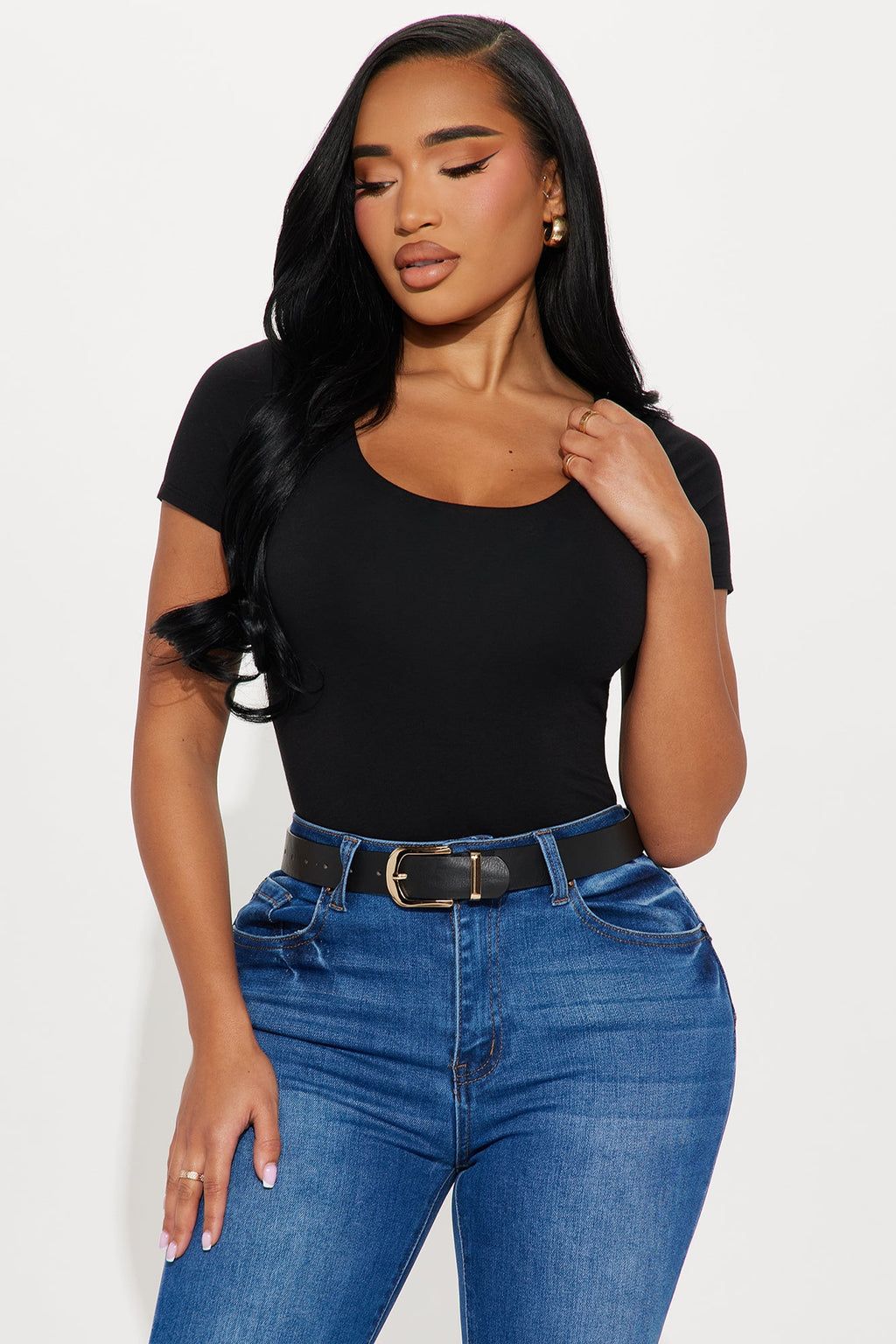 Veronica Double Lined Jersey Bodysuit - Black
