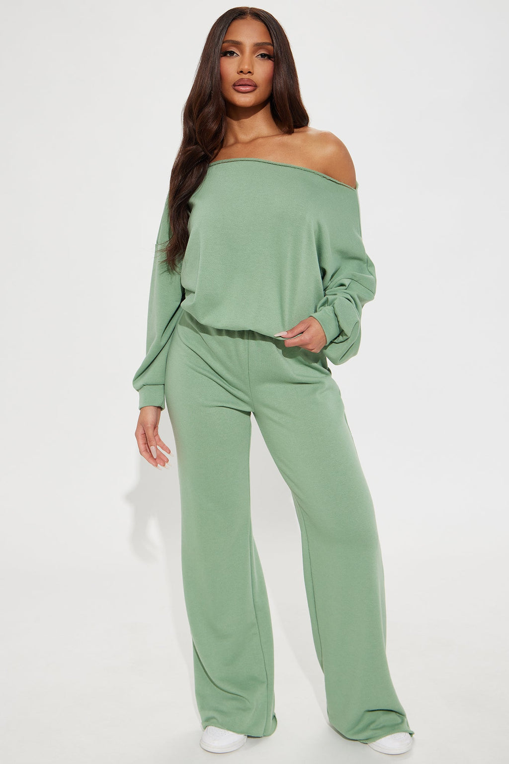 Robyn Off Shoulder Pant Set - Sage