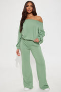 Robyn Off Shoulder Pant Set - Sage