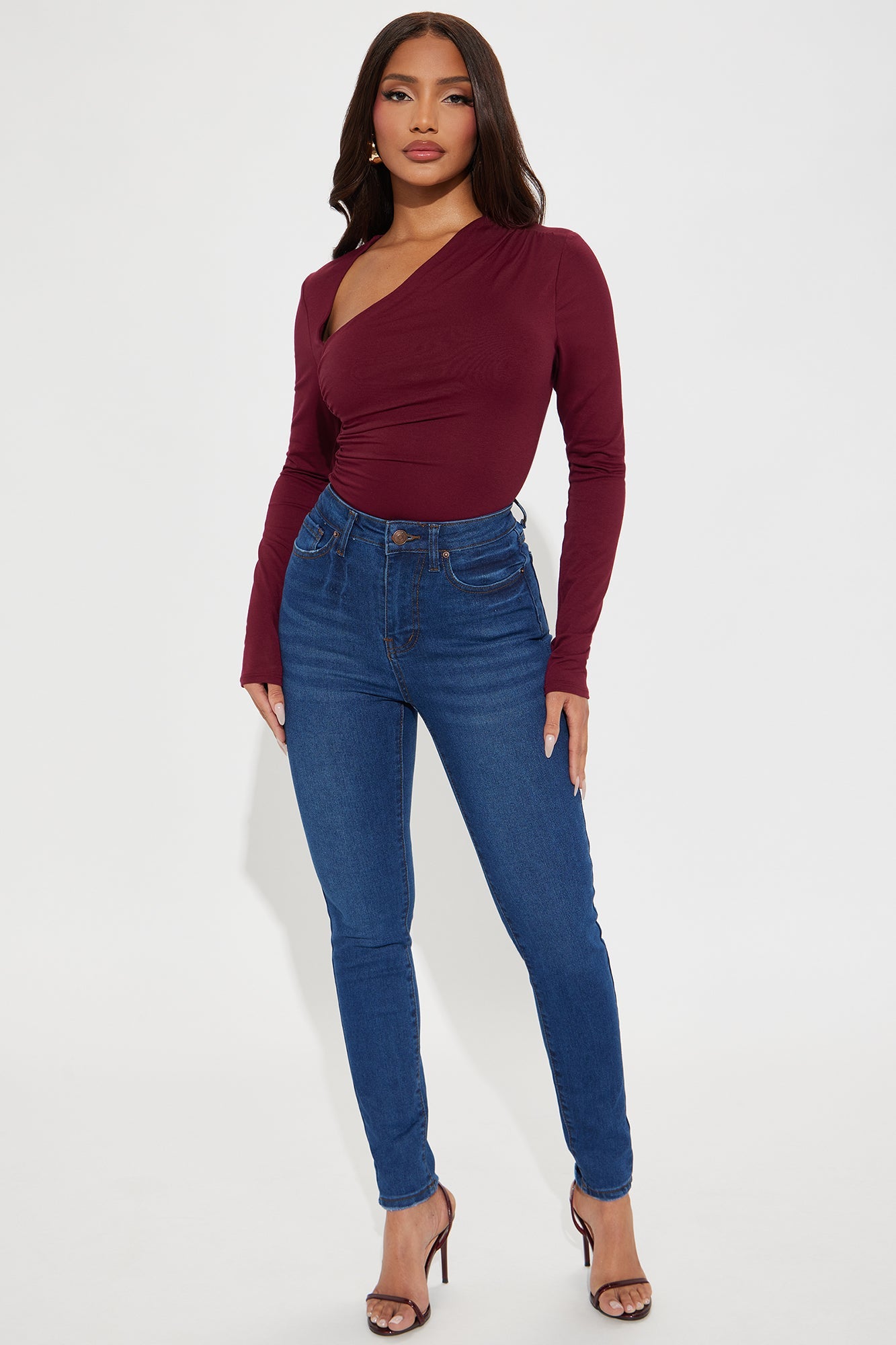 Lost Your Chance Ruched Top - Burgundy