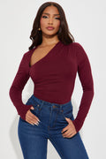 Lost Your Chance Ruched Top - Burgundy