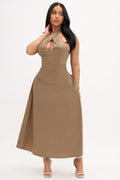 Chelsea Poplin Midi Dress - Mocha