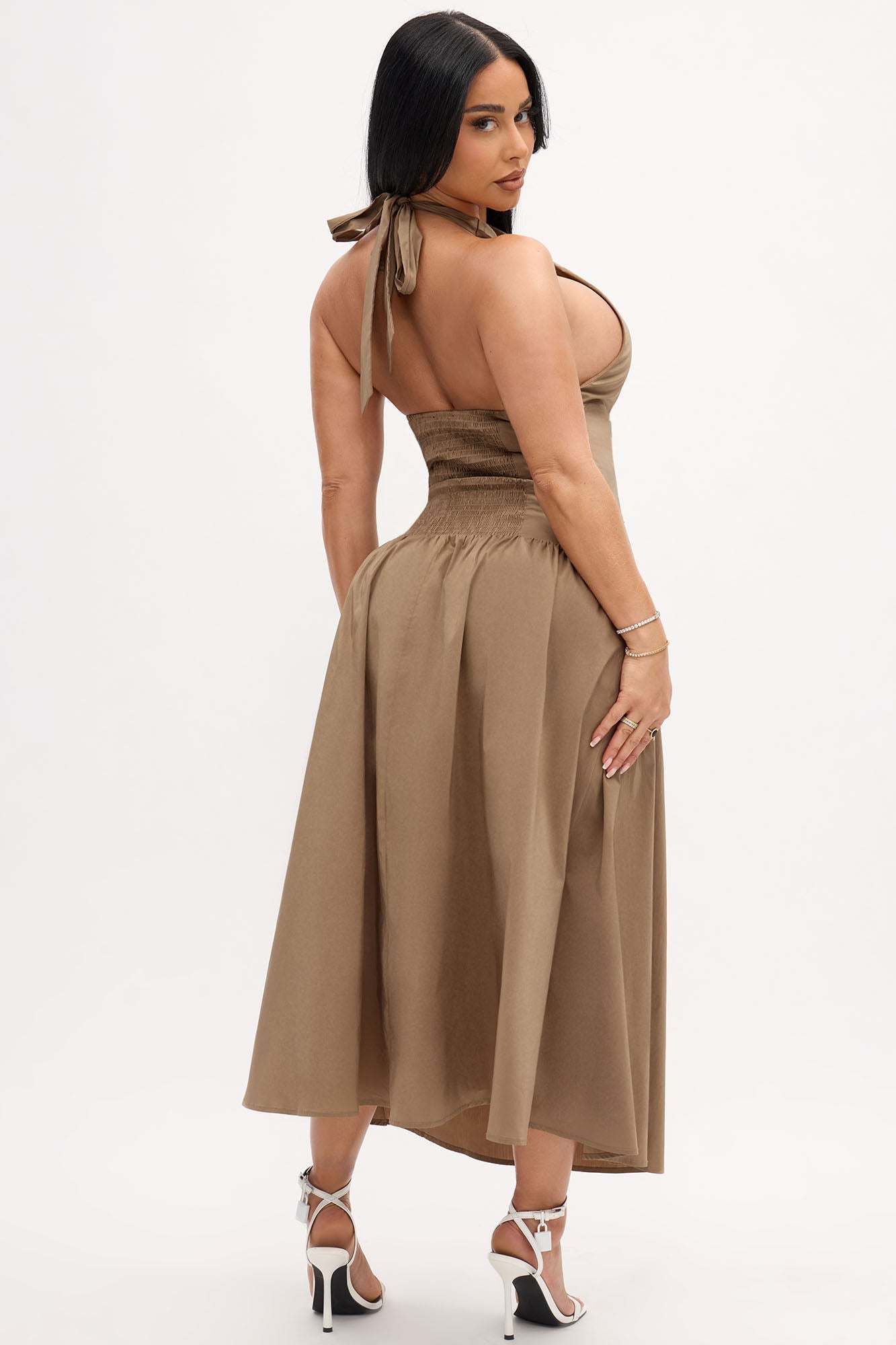 Chelsea Poplin Midi Dress - Mocha