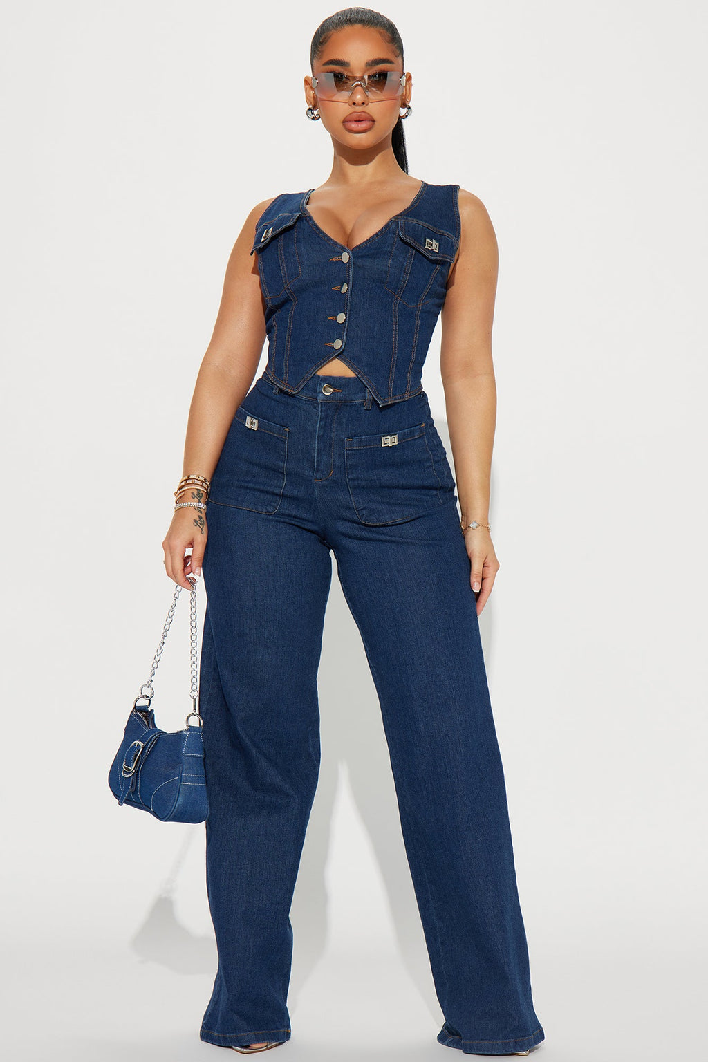 Ride Or Die Denim Pant Set - Medium Wash