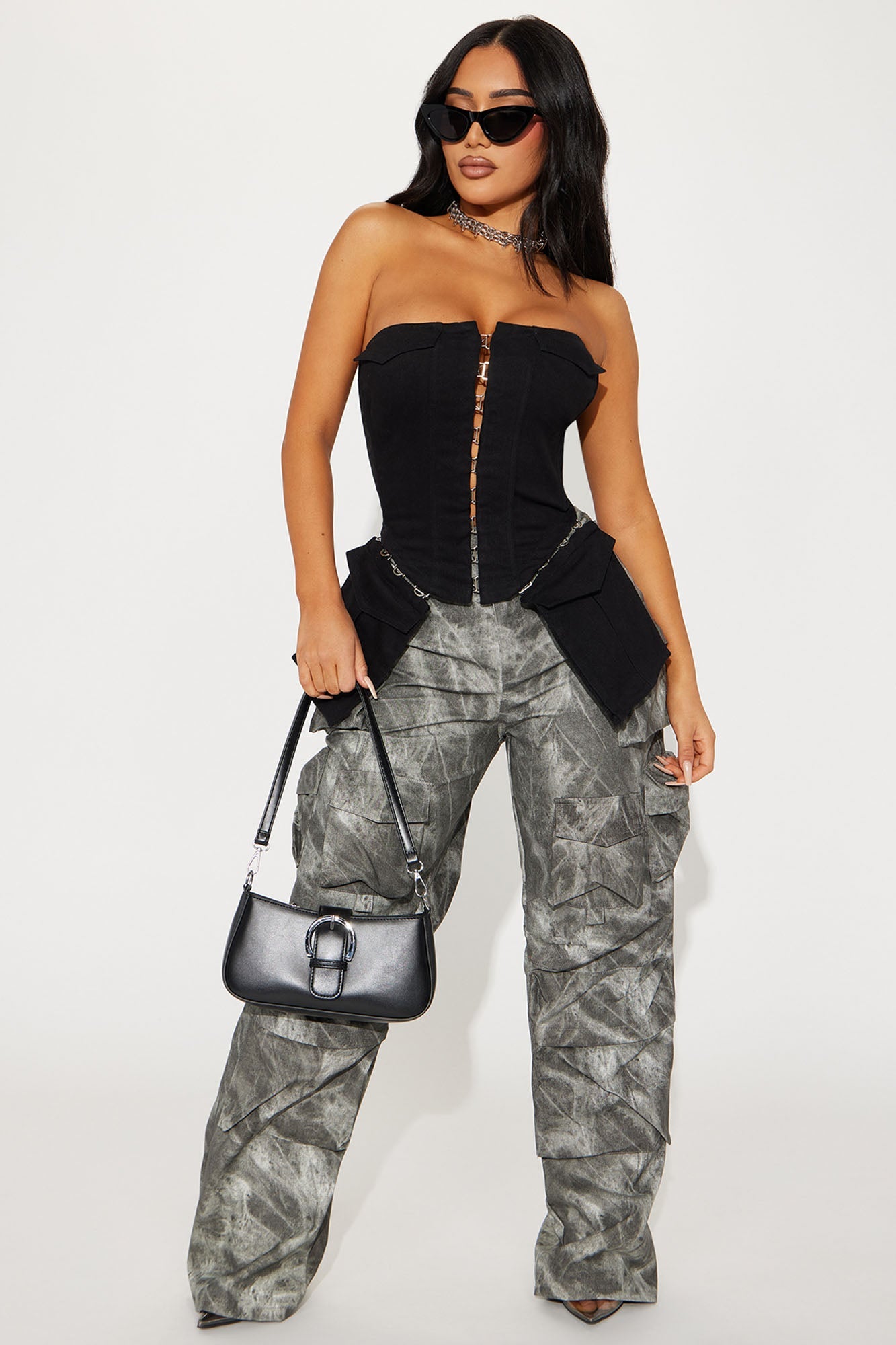 Danielle Denim Corset Top - Black