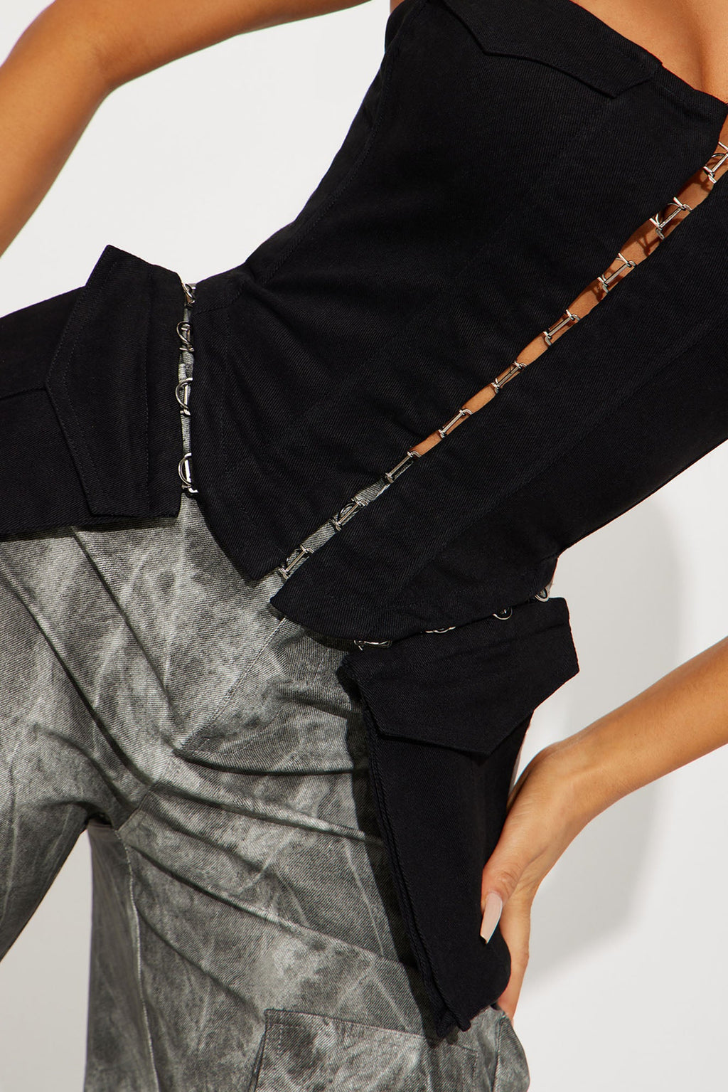 Danielle Denim Corset Top - Black